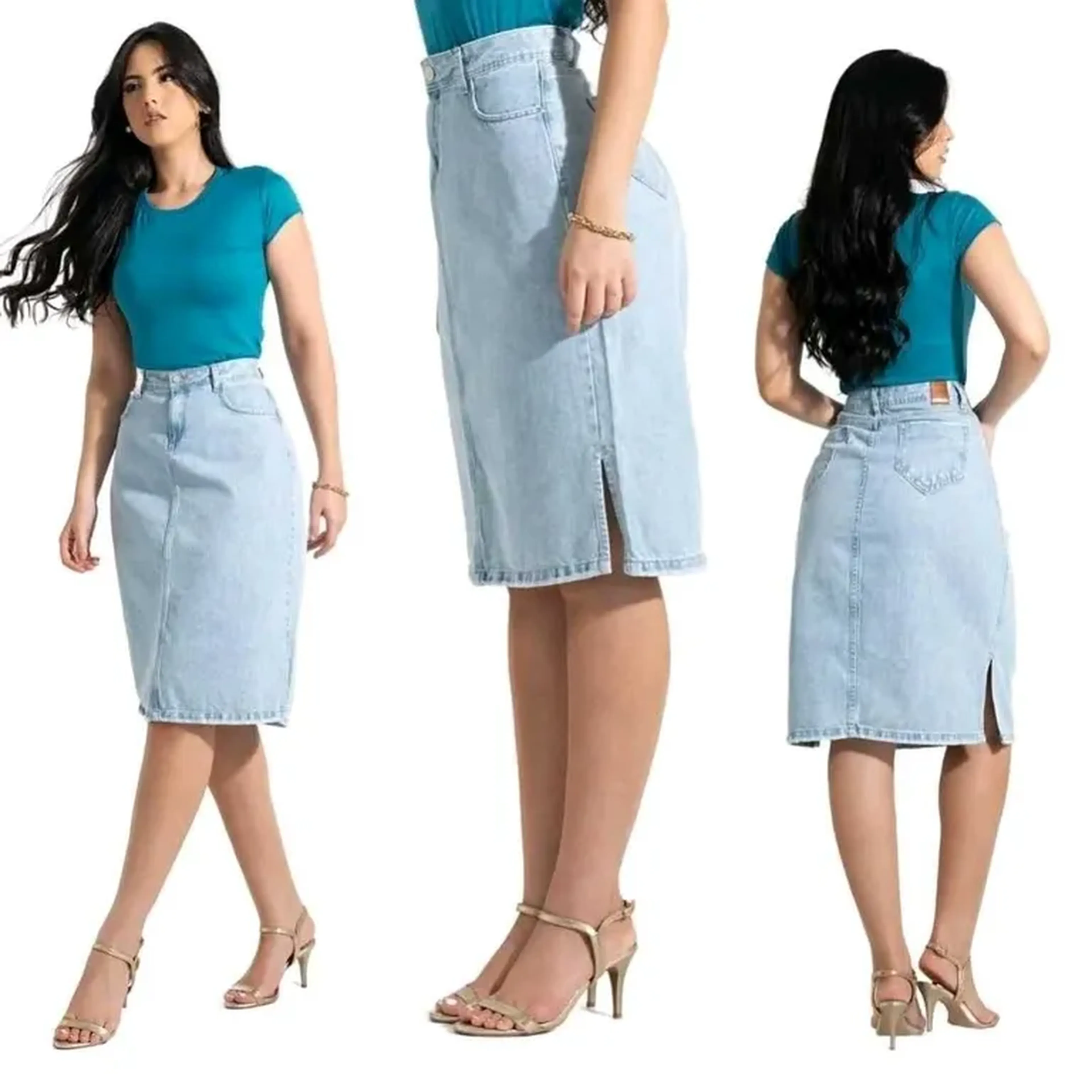 Saia Jeans 100% algodão handara imagem