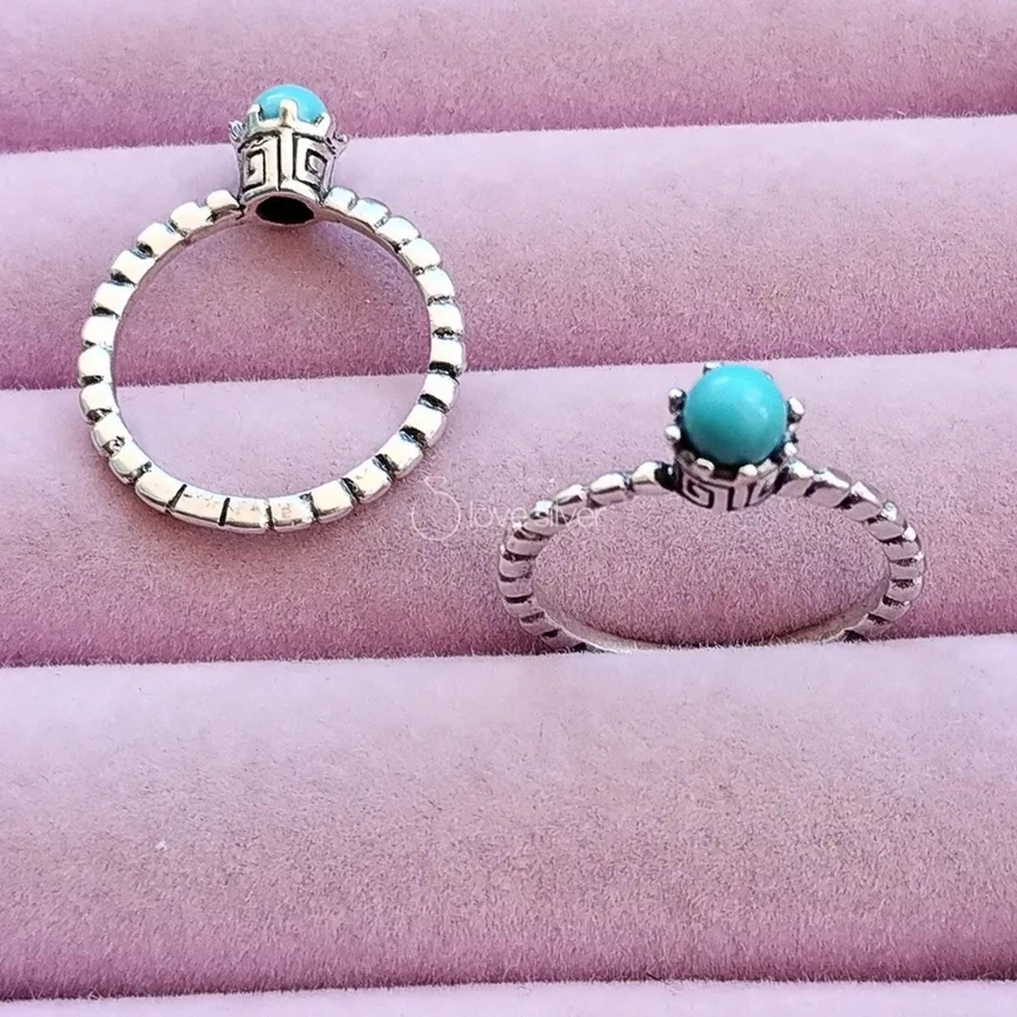 Anel Love Silver Prata de Lei Cabochão Turquesa imagem