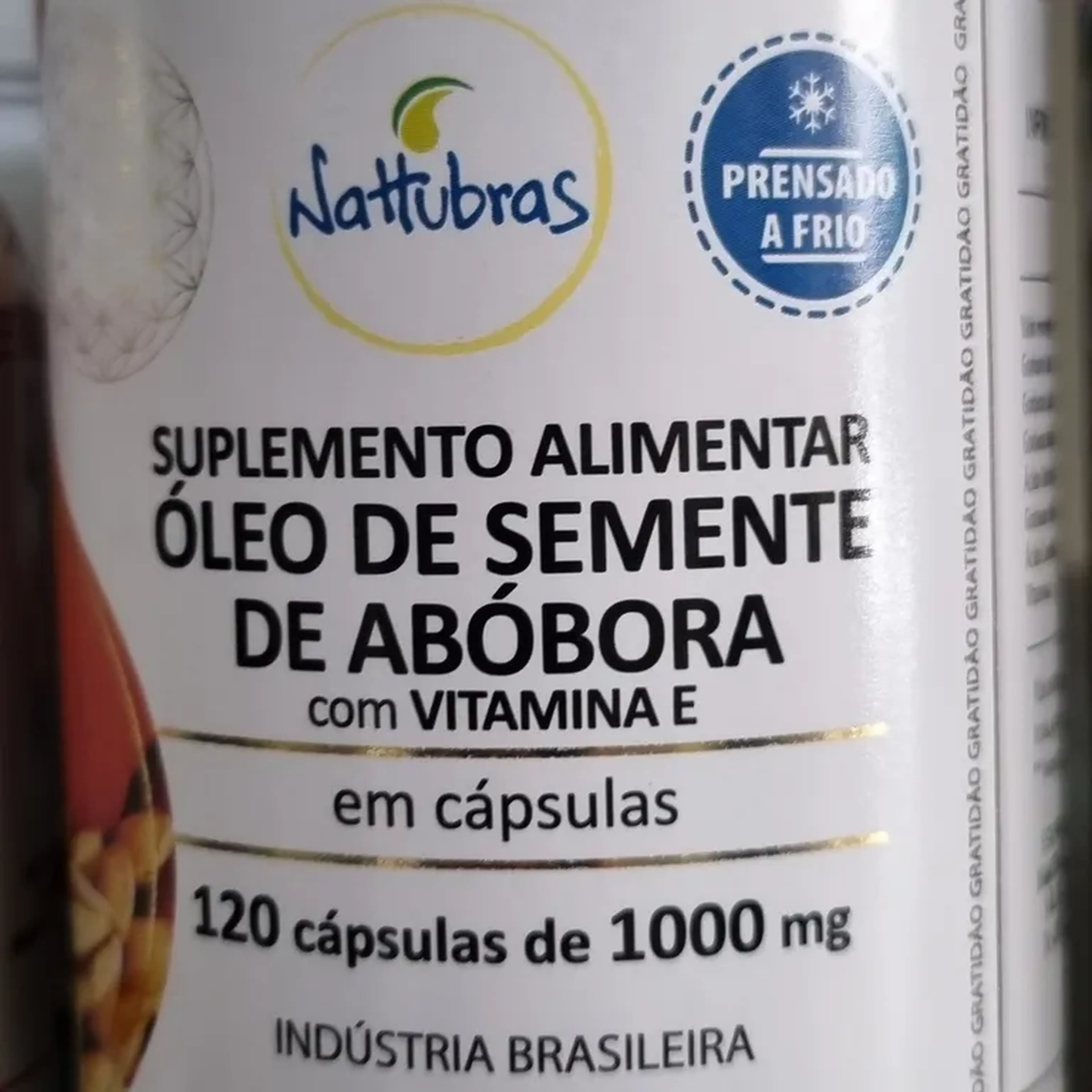 ÓLEO DE SEMENTE DE ABÓBORA 120 CÁPSULAS DE 1000MG NATUBRAS imagem