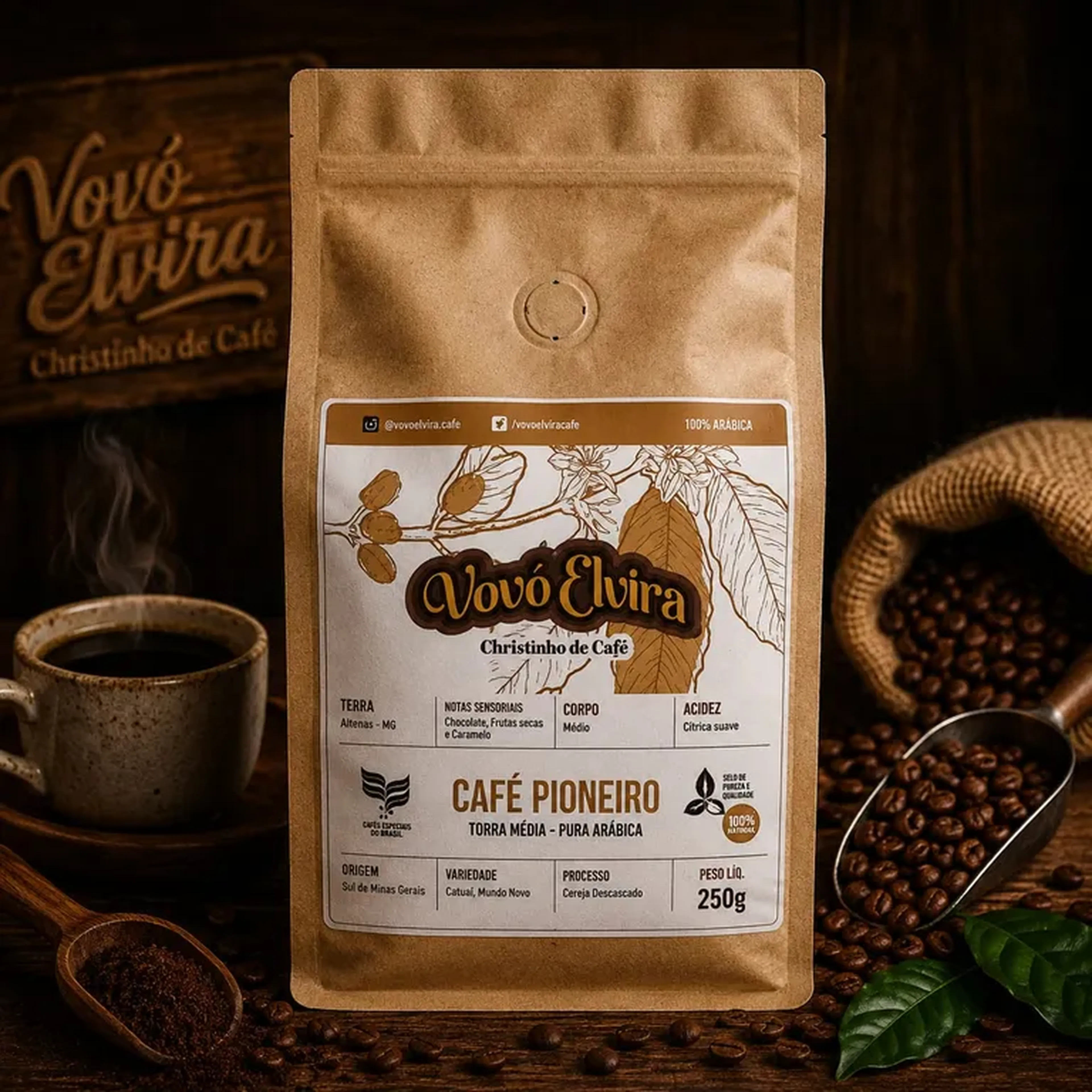 Café Pioneiro (Em Grão) Vovó Elvira 250g imagem