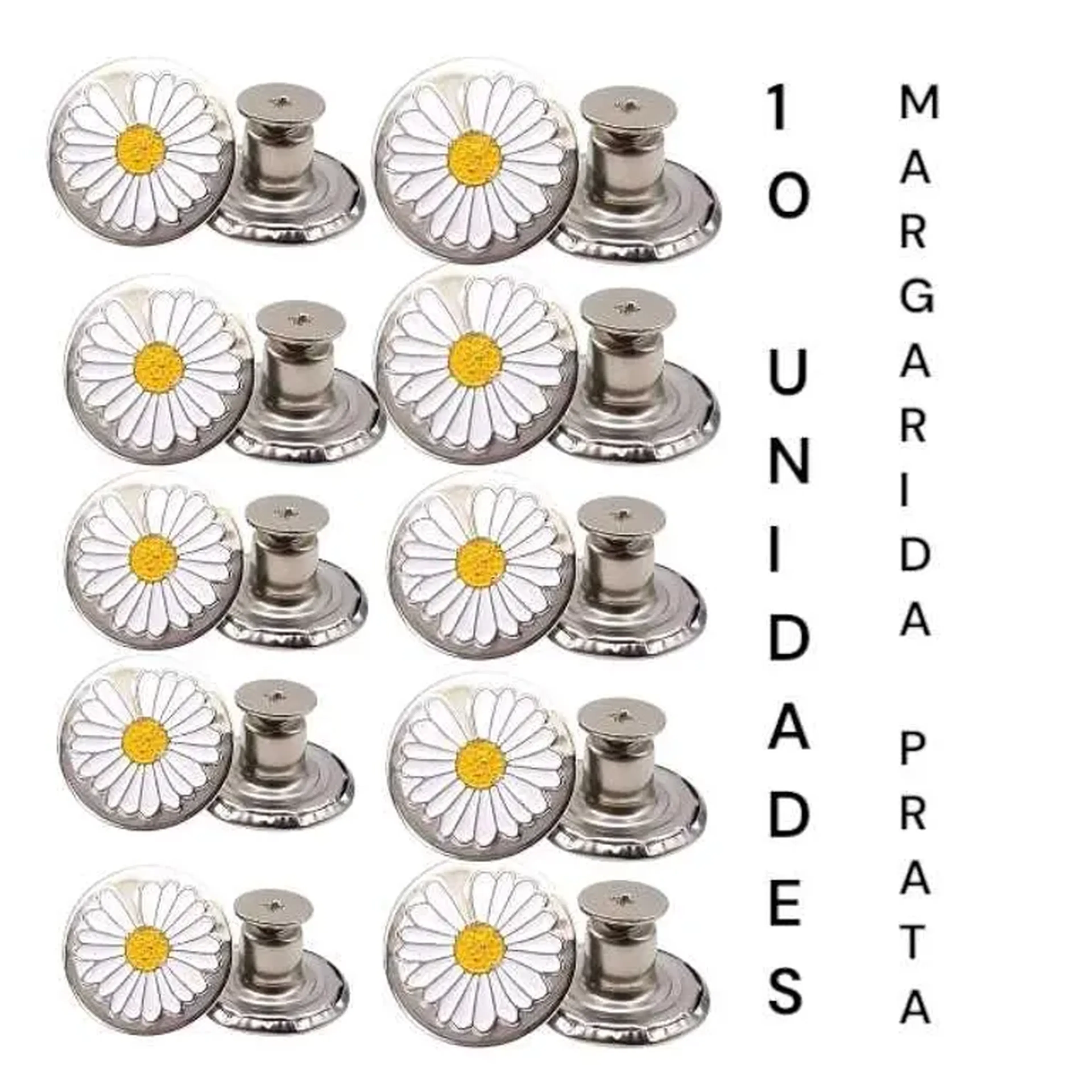 Conjunto com 10 Botões Parafusáveis – 17mm (sem chave) imagem