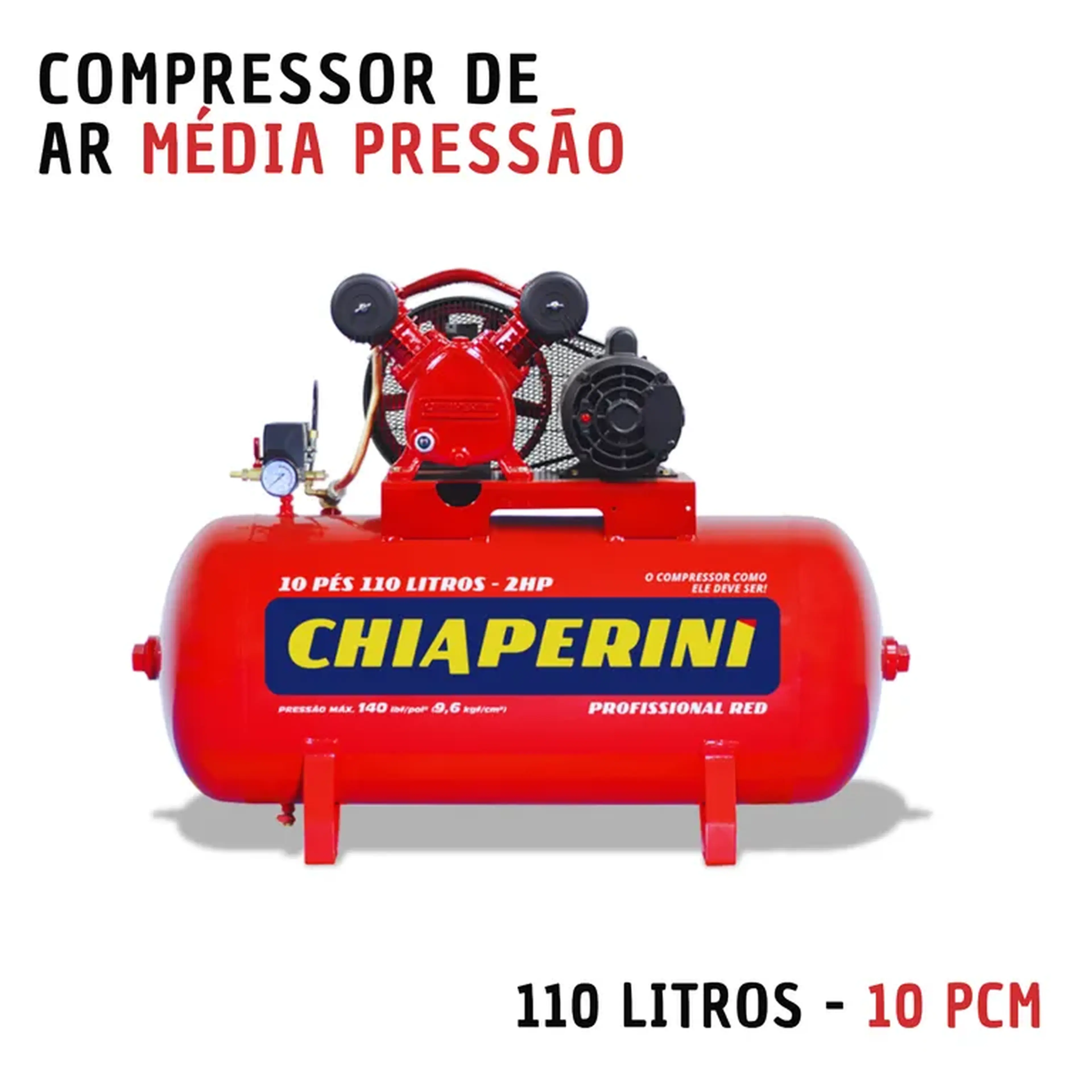 Compressor de ar média pressão 110 litros (10 pcm) imagem