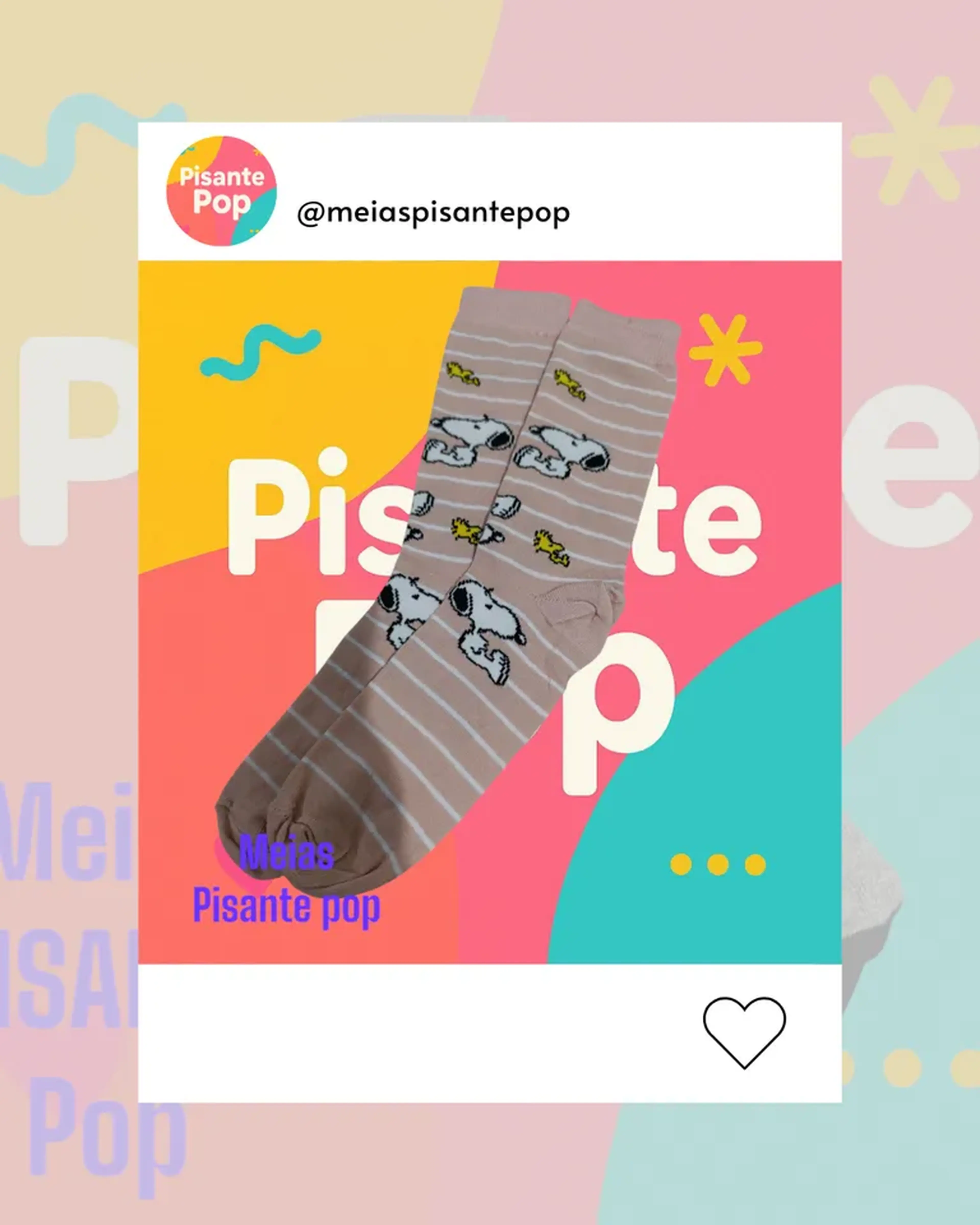 Meias divertidas Snoopy rosa imagem