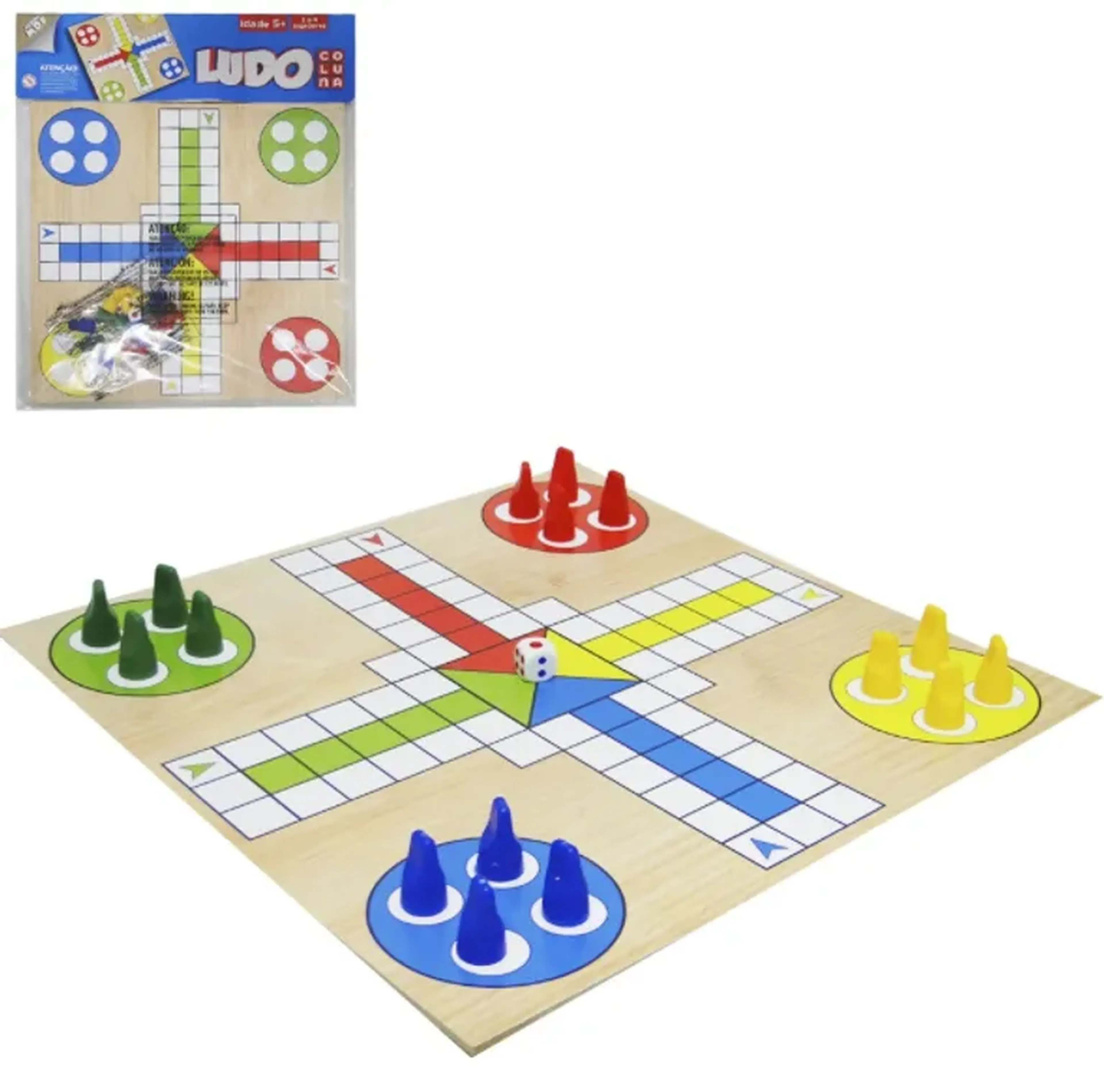 JOGO LUDO COM TABULEIRO DE MADEIRA MDF imagem