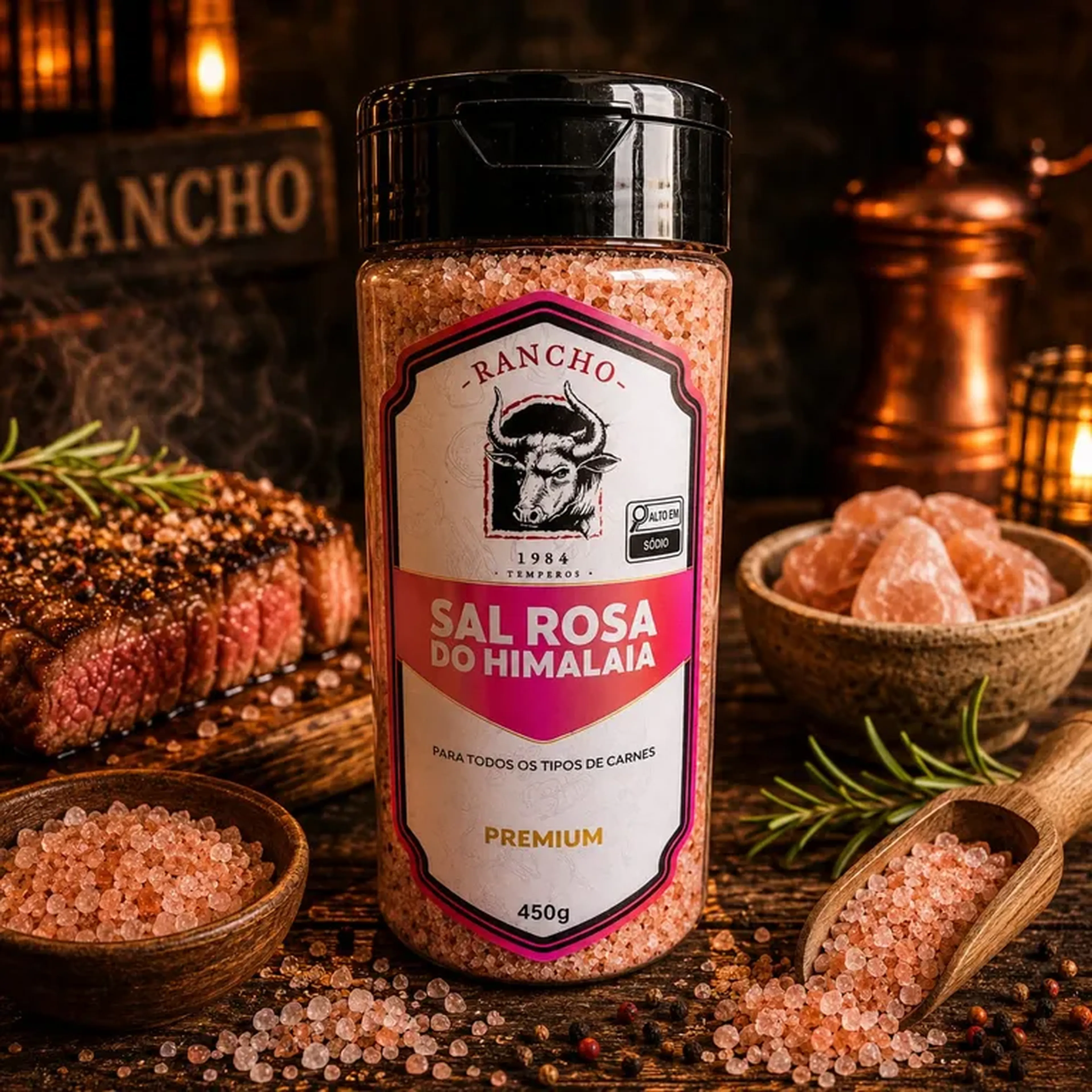 Tempero Para Churrasco Sal Rosa Do Himalaia Rancho 1984 450g imagem
