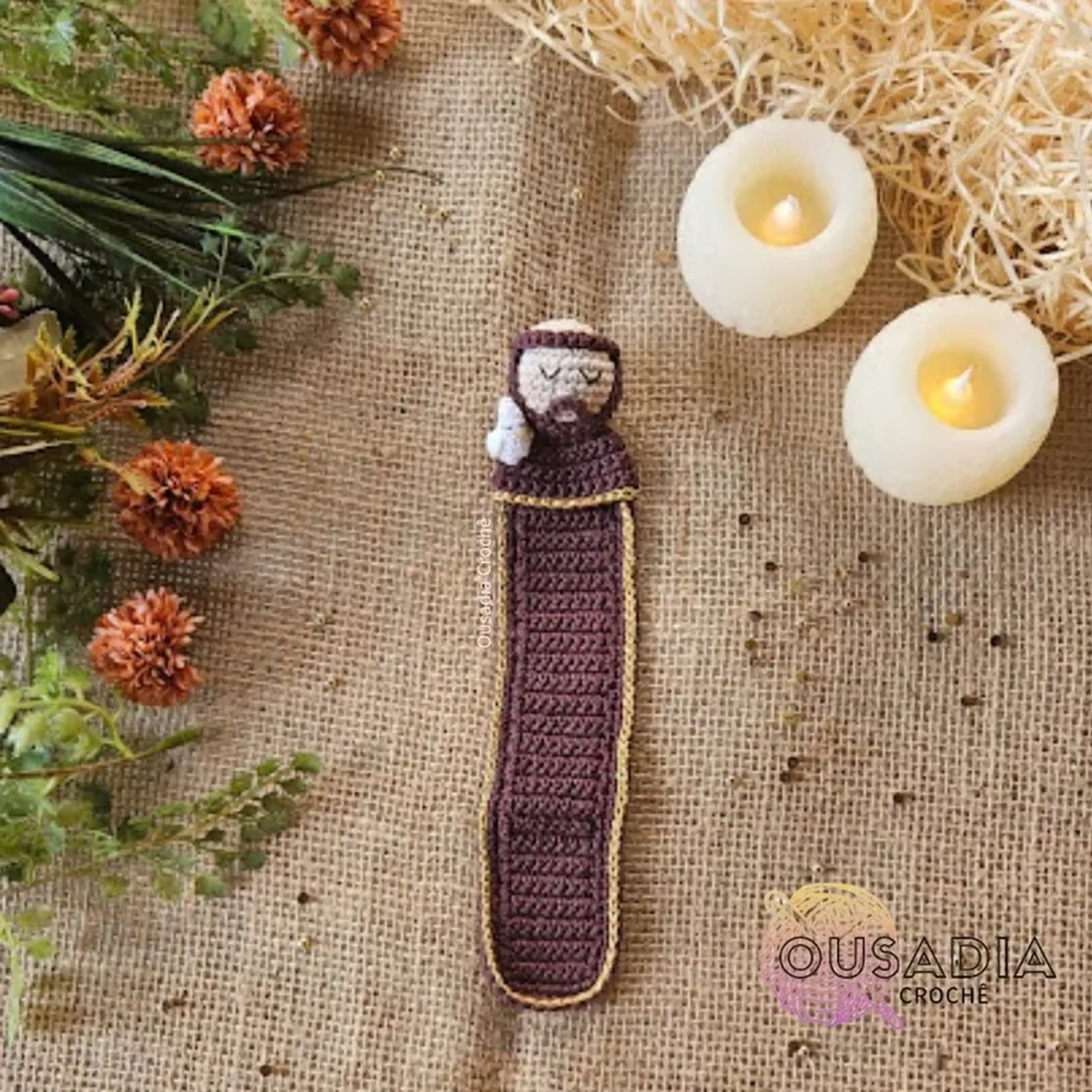 Marcador de Página São Francisco de Assis Crochê Amigurumi imagem