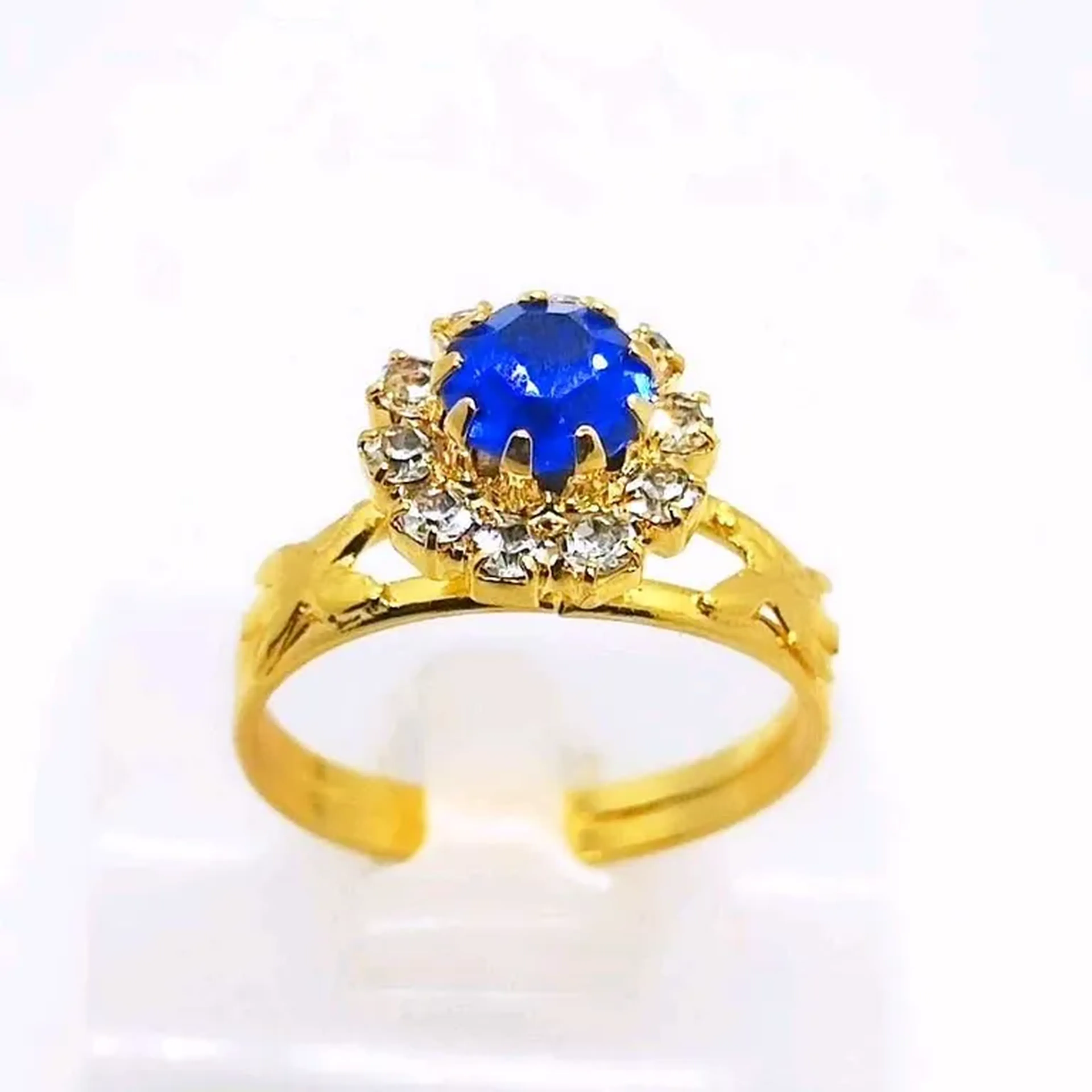 ✅Anel de Formatura Feminino🎓Folheado à Ouro com Pedra Azul imagem