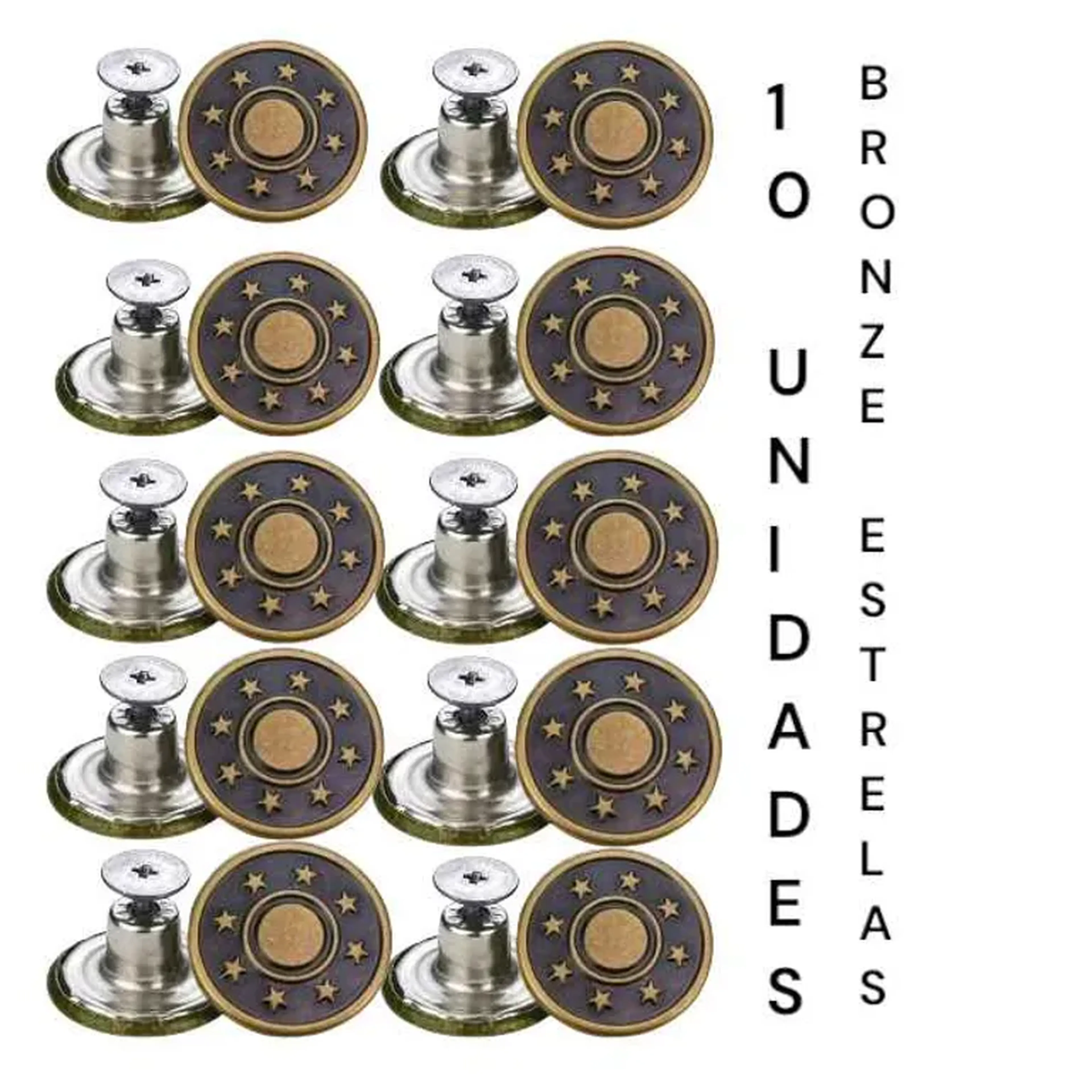 Conjunto com 10 Botões Parafusáveis – 17mm (sem chave) imagem