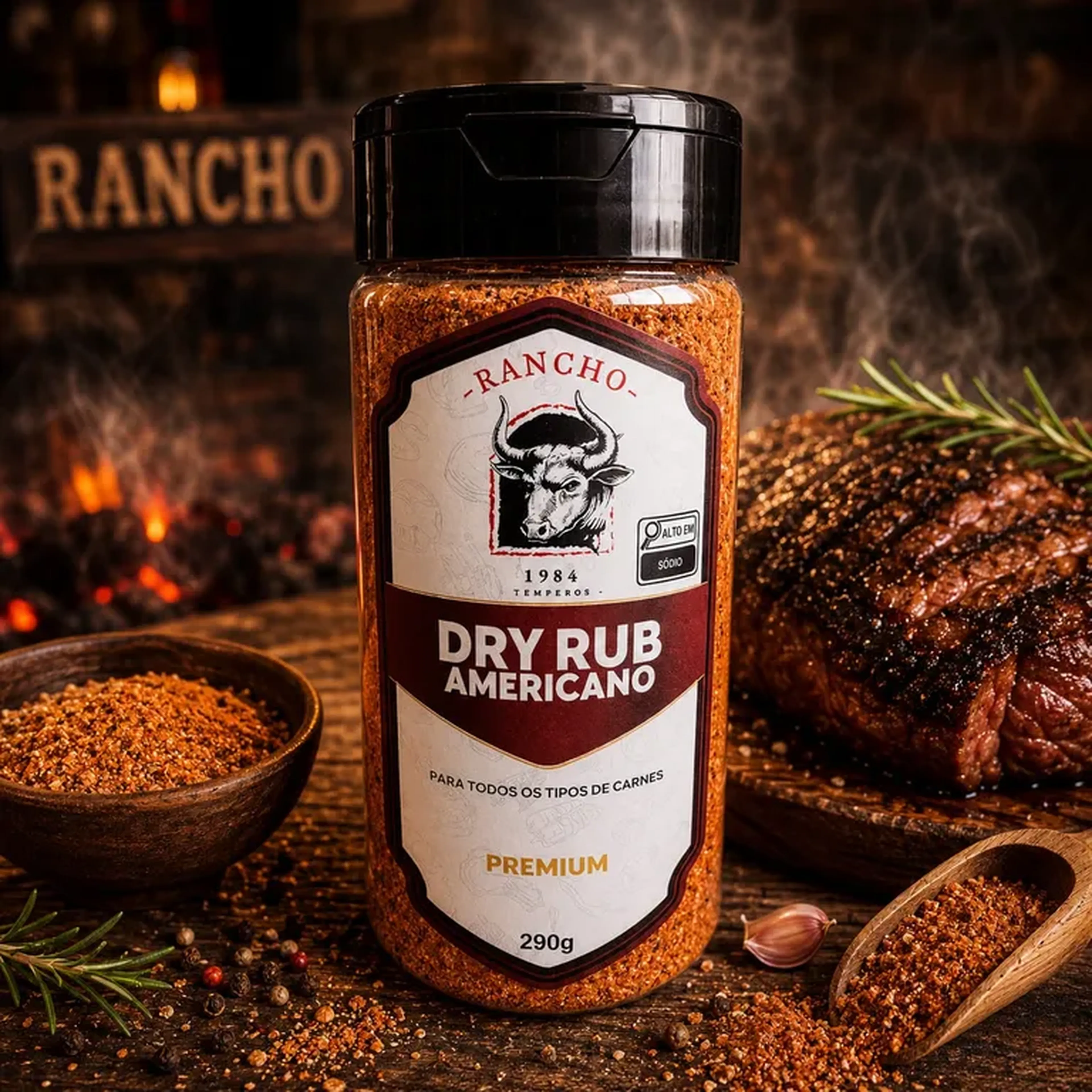 Tempero de Parrilla Dry Rub Americano Rancho 1984 290g imagem