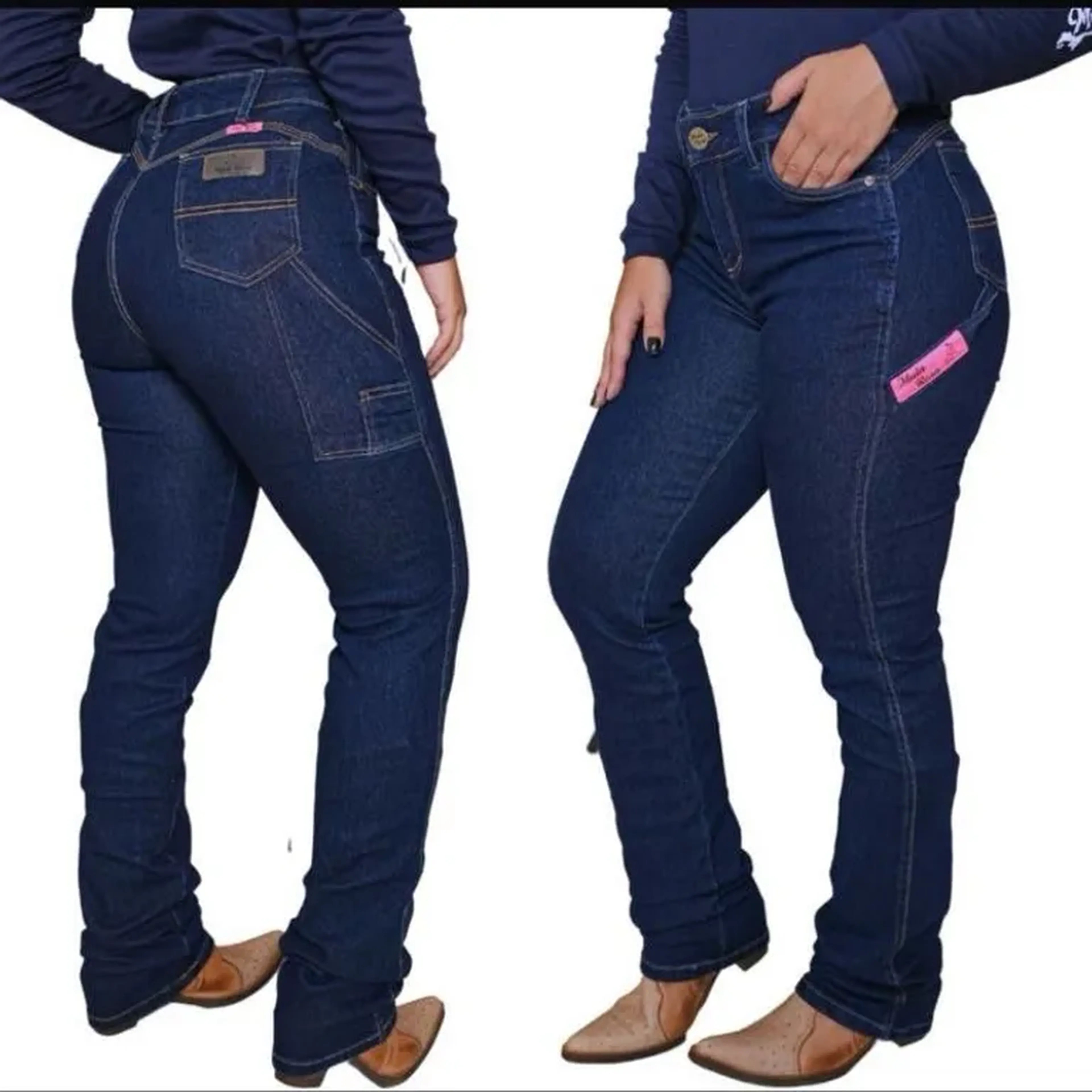 Calça feminina carpinteira mula rosa imagem