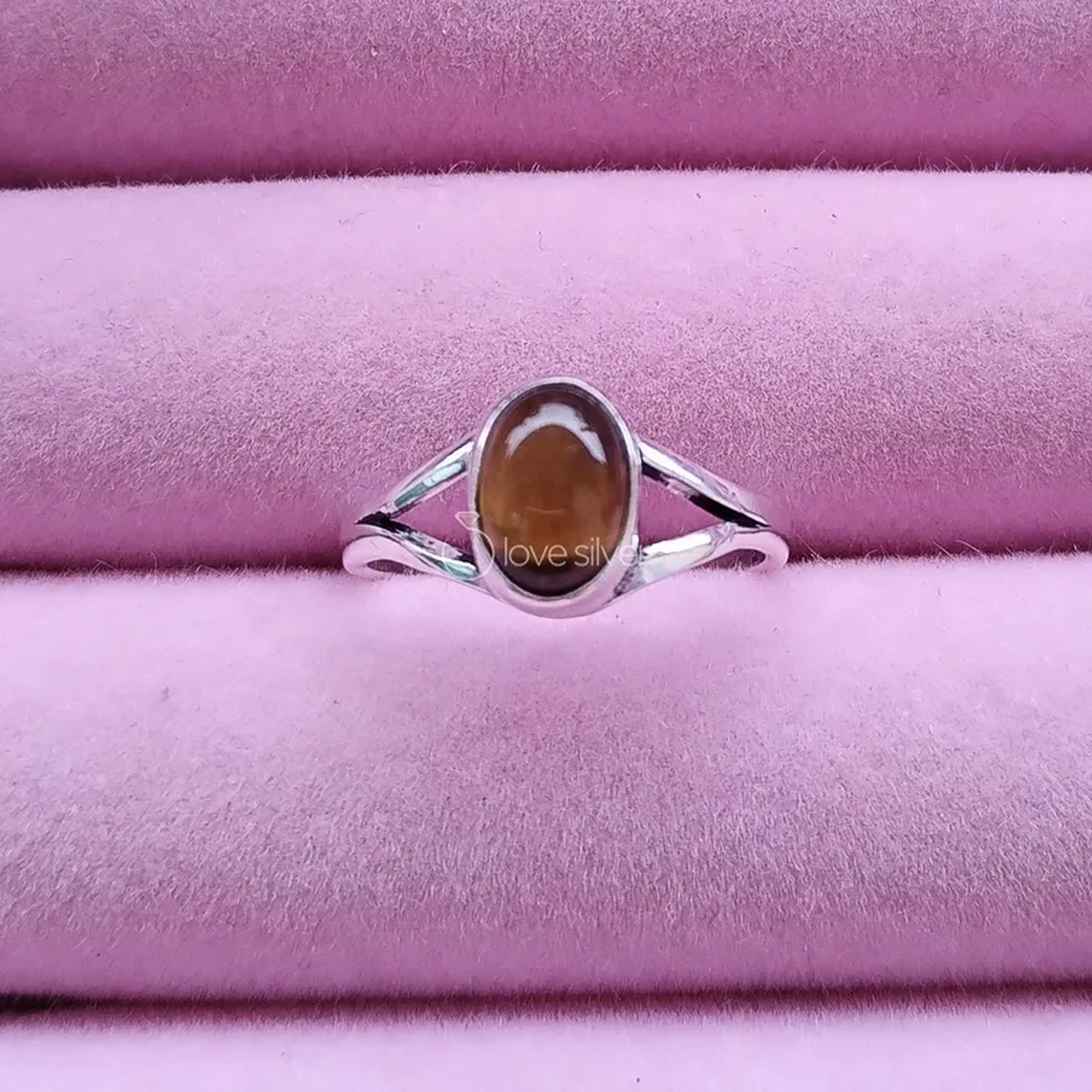 Anel Love Silver Prata 925 Olho de Tigre imagem