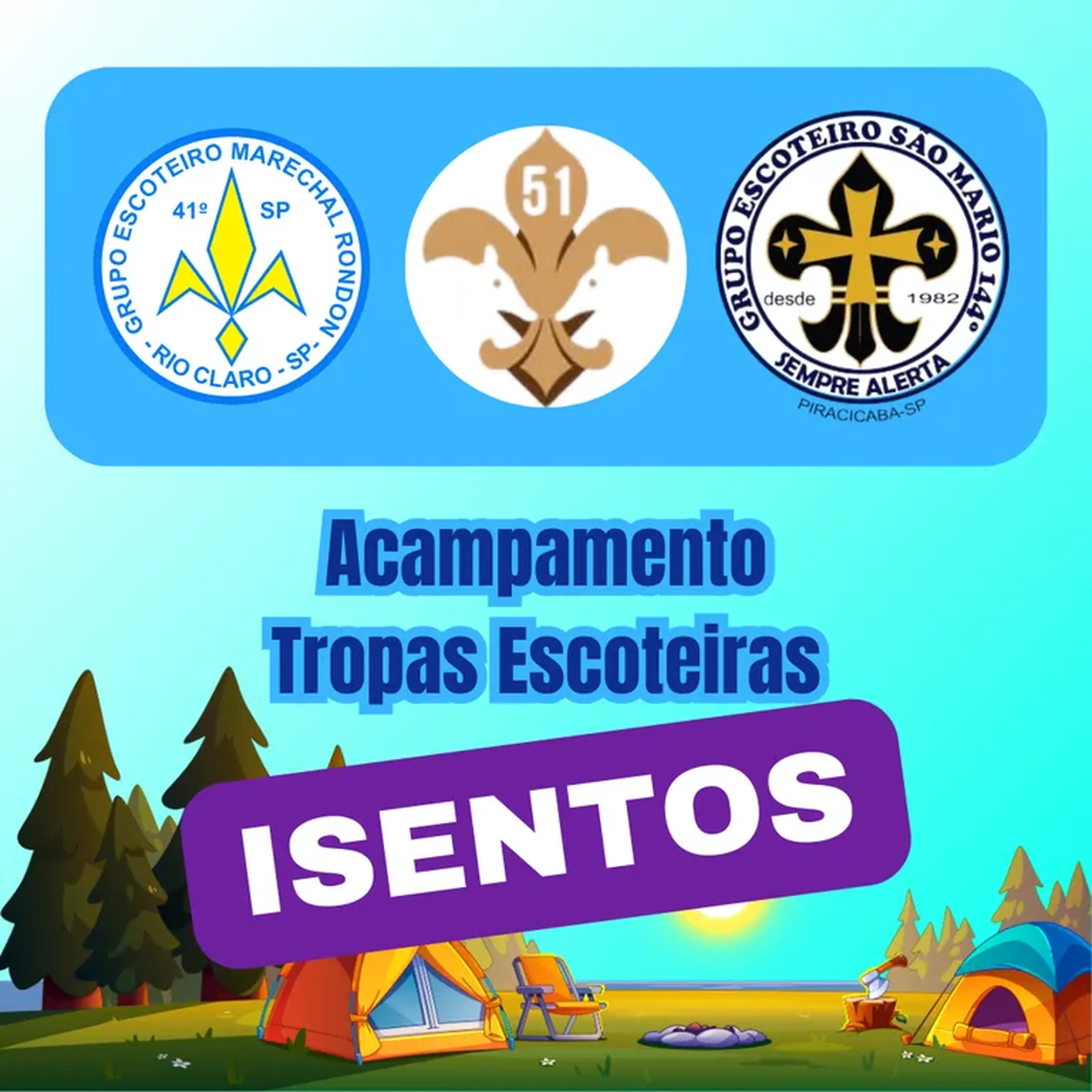 Acampamento de Tropas Escoteiras + Transporte (Isentos) imagem