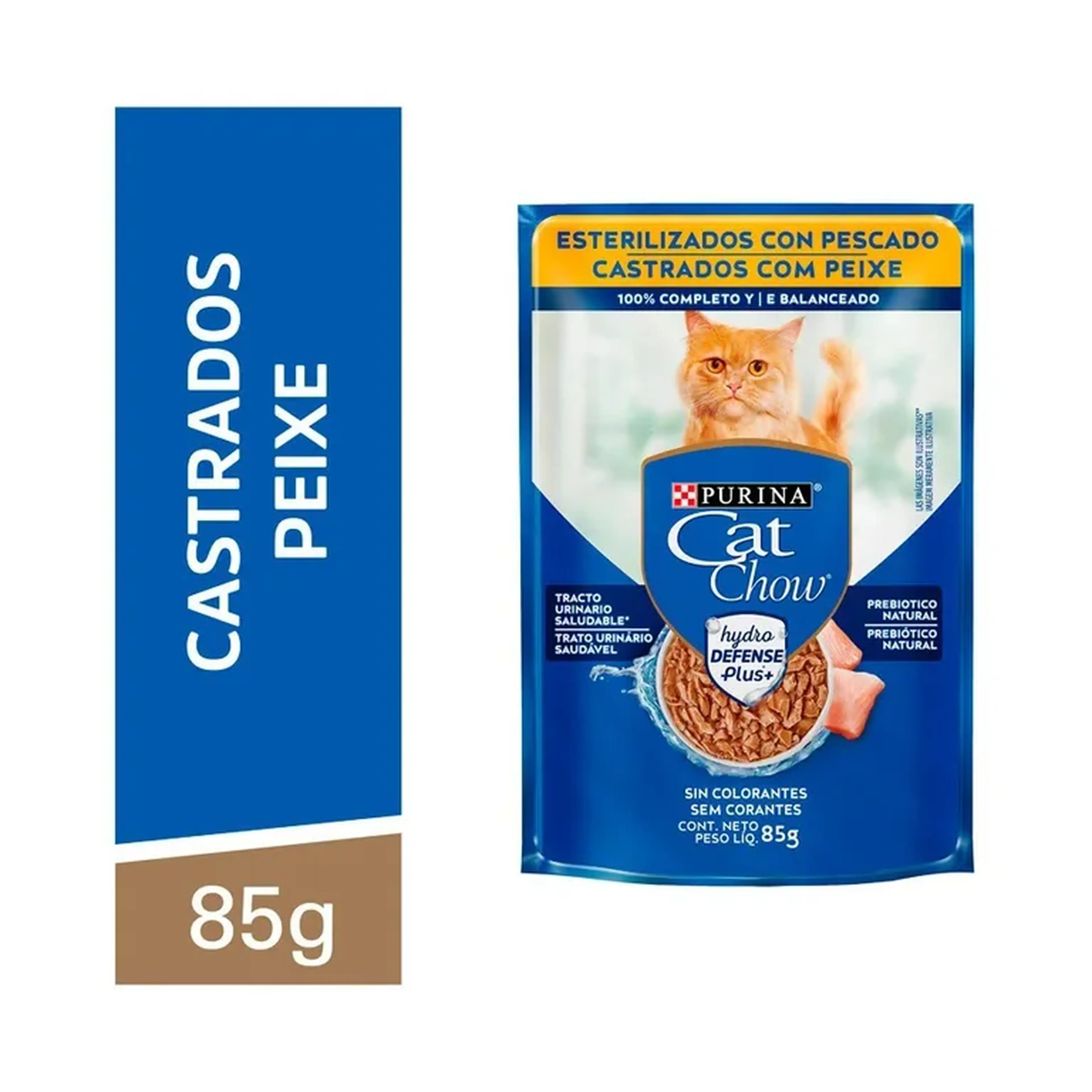 Ração Úmida Cat Chow para Gatos Castrados Sabor Peixe 85g imagem