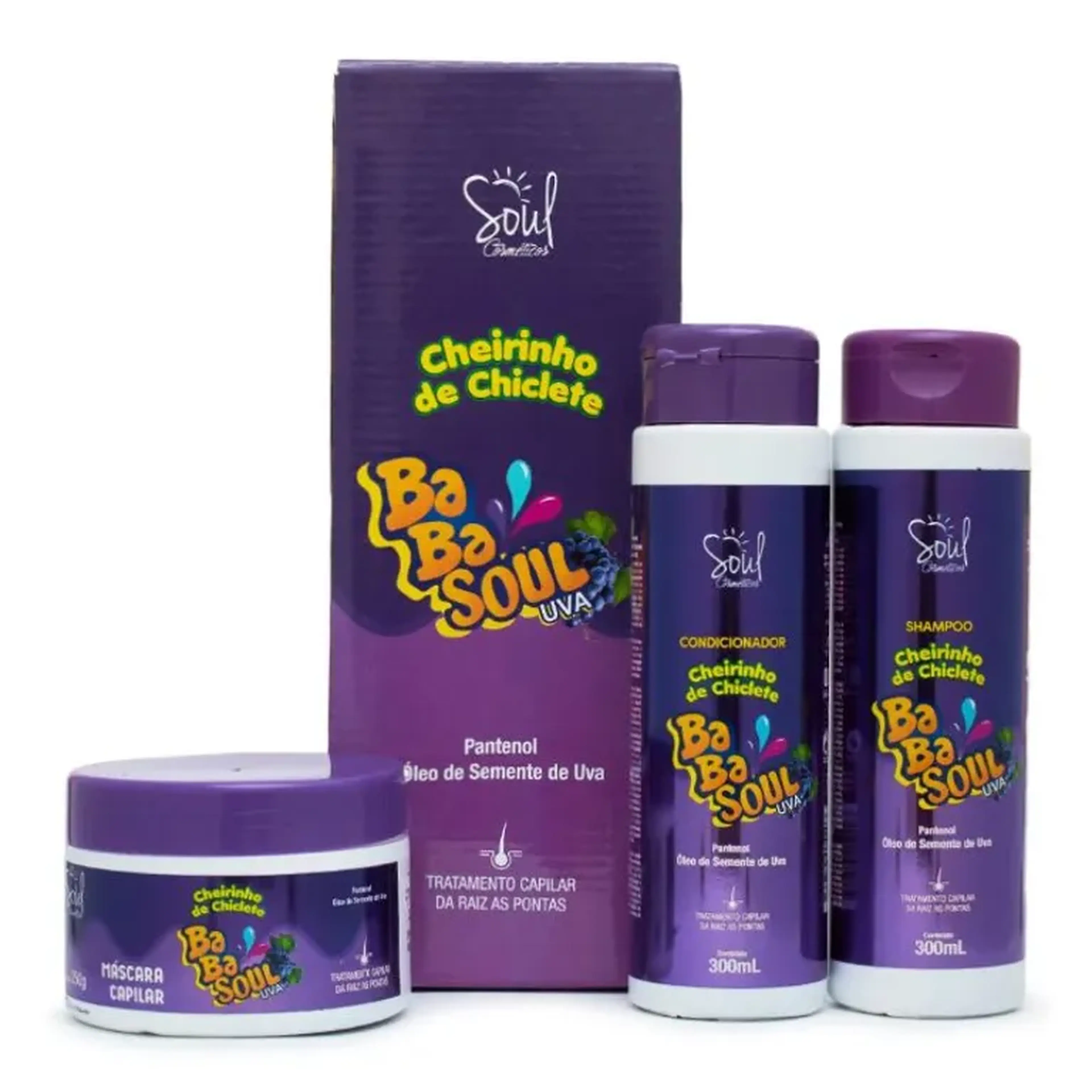 KIT 3 UNID BABASOUL UVA SOUL CHEIRINHO DE CHICLETE 300ML imagem
