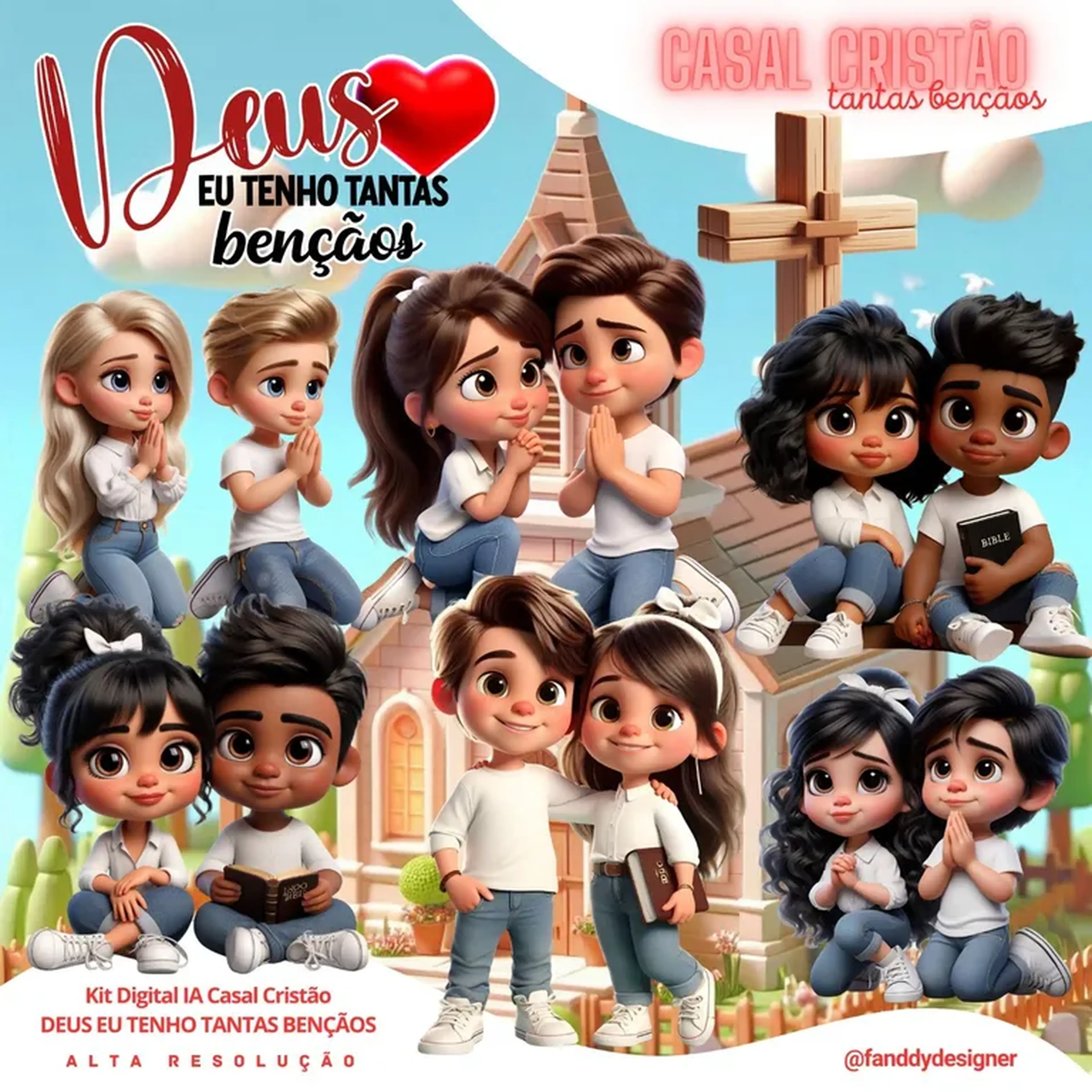 Kit Digital 3D Casal Cristão imagem