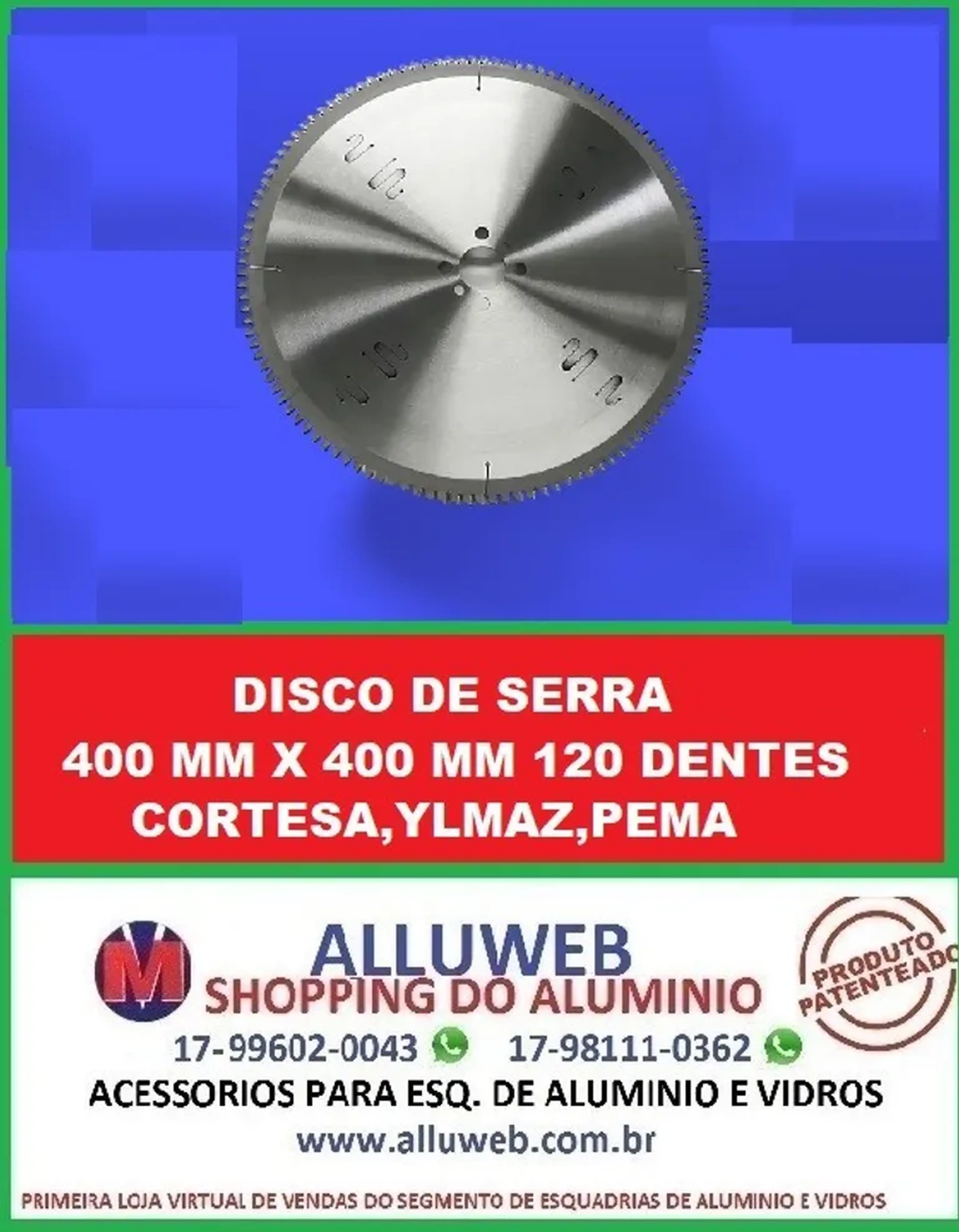 Disco de serra 400 mm 120 dentes video corte fino imagem