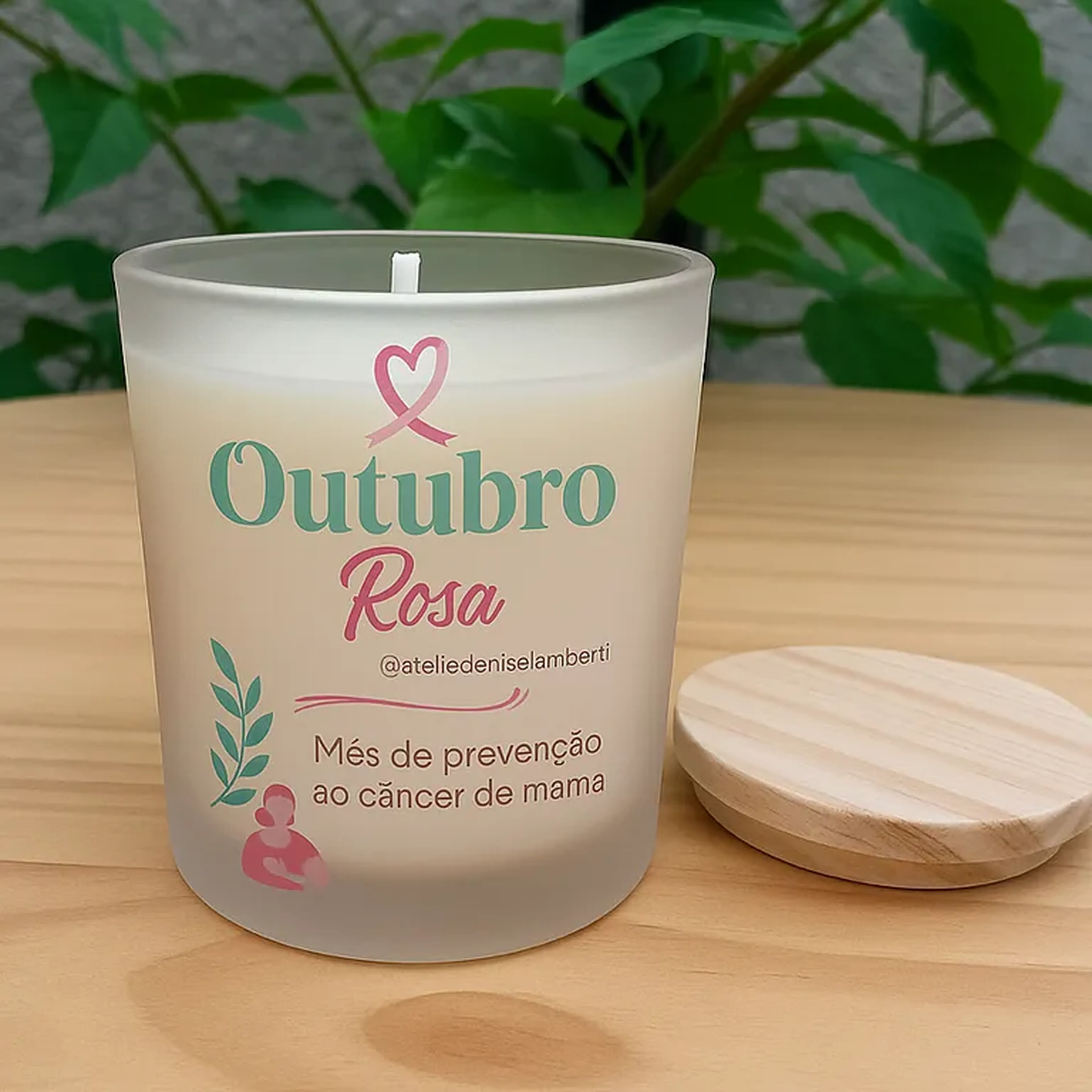 Vela Vidro 70 ml Personalizada Outubro Rosa imagem