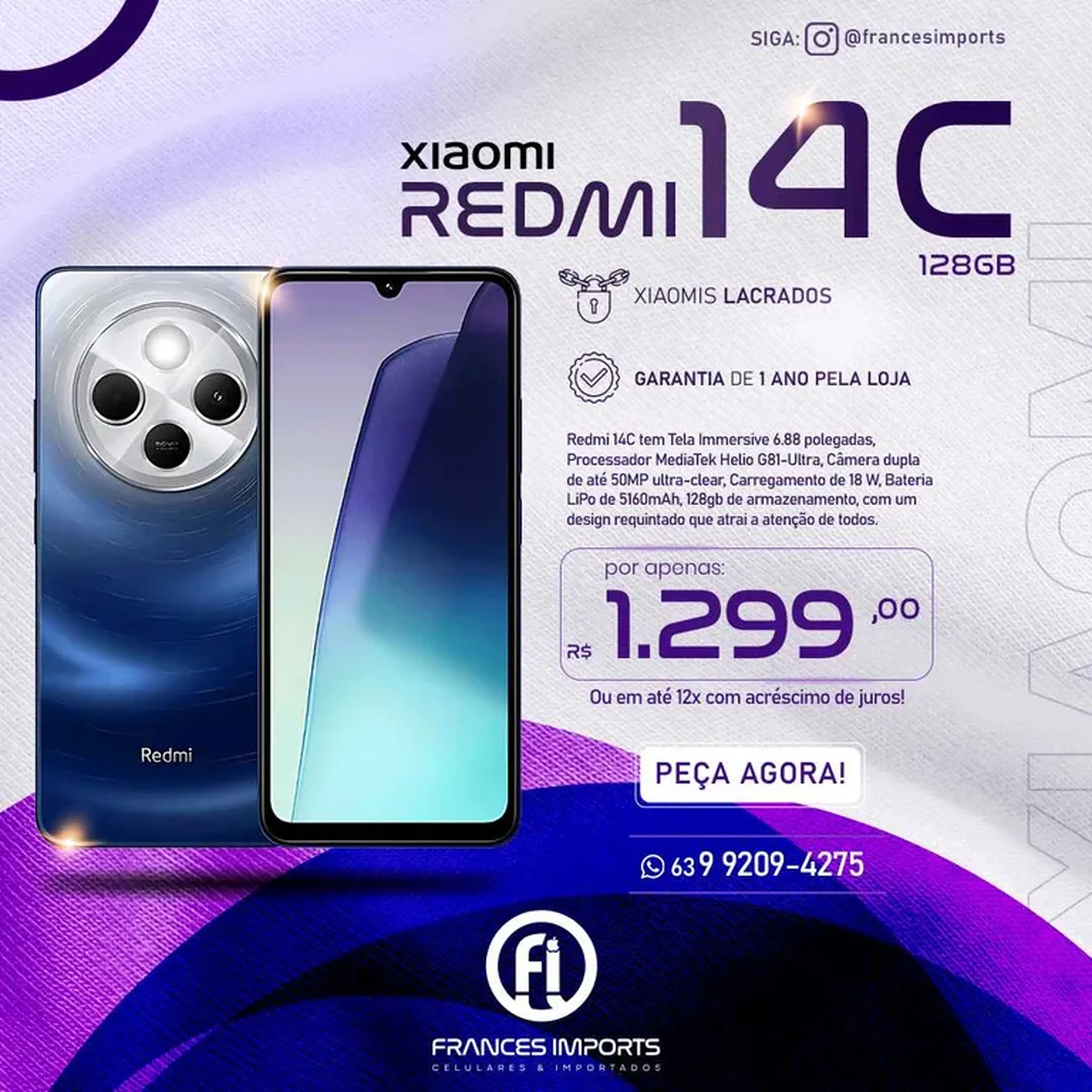 Xiaomi Redmi 14C 128GB Lacrado imagem