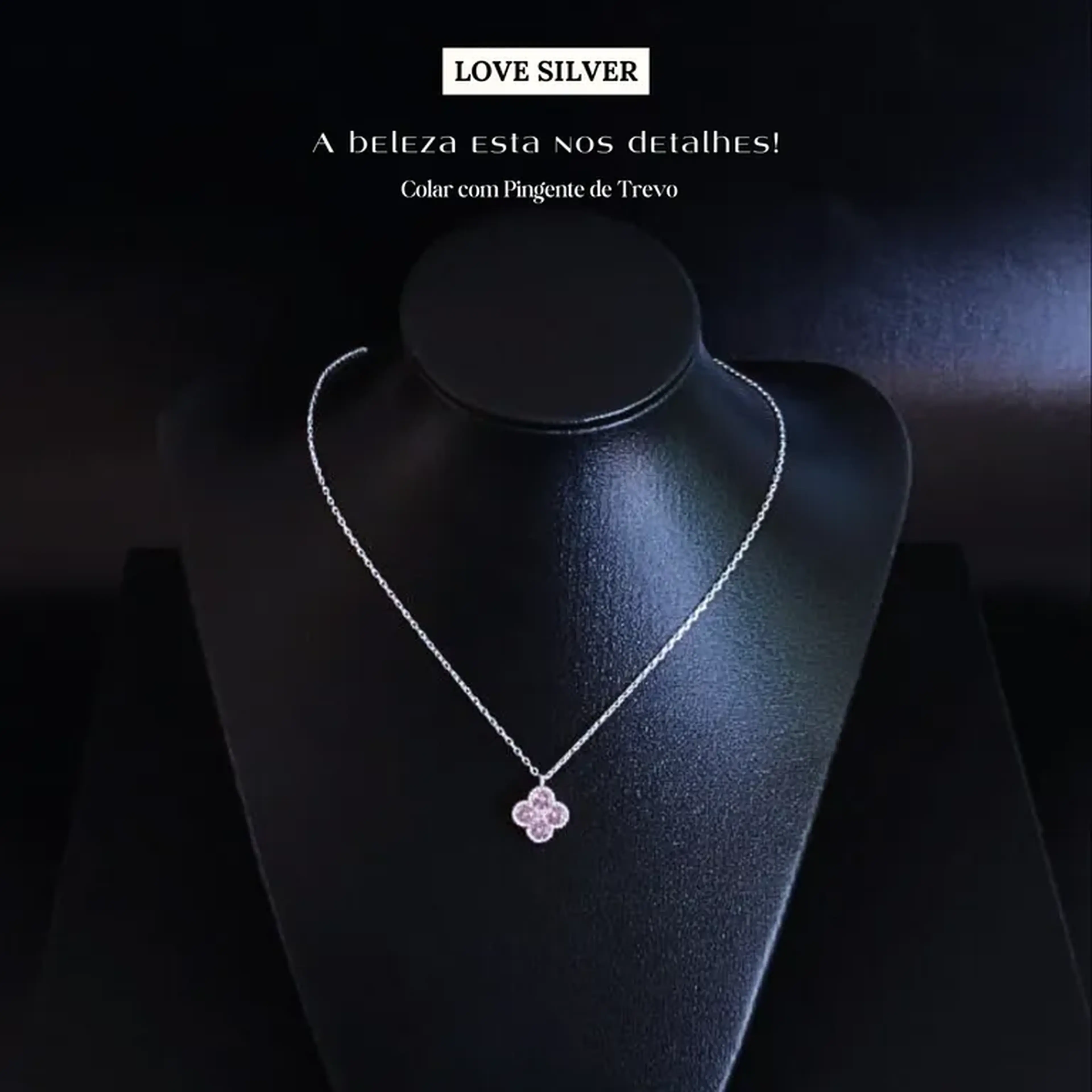 Colar com Pingente de Trevo - Prata 925 - Love Silver imagem