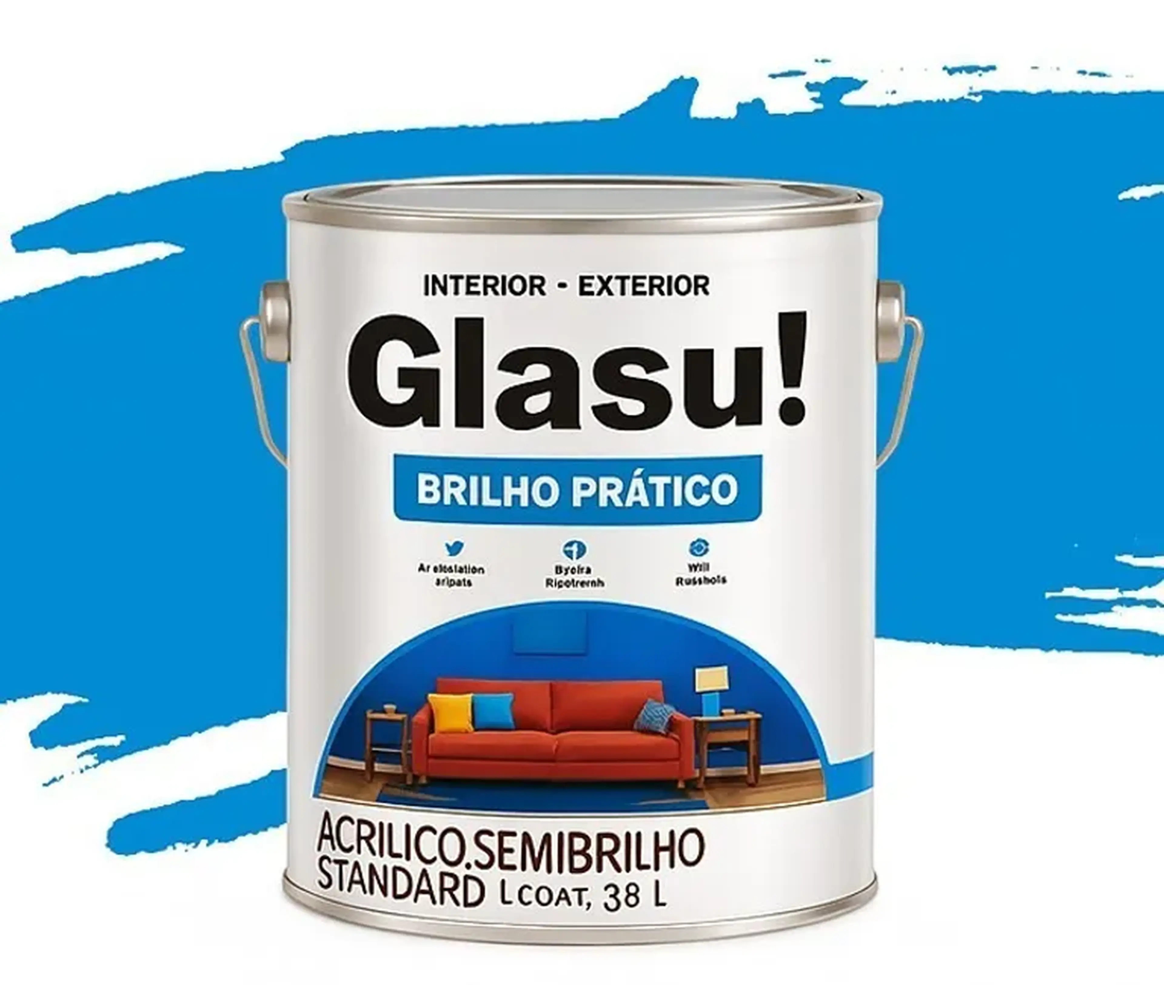 Tinta Acrílica Branco Glasu! Brilho Prático 3,6L imagem