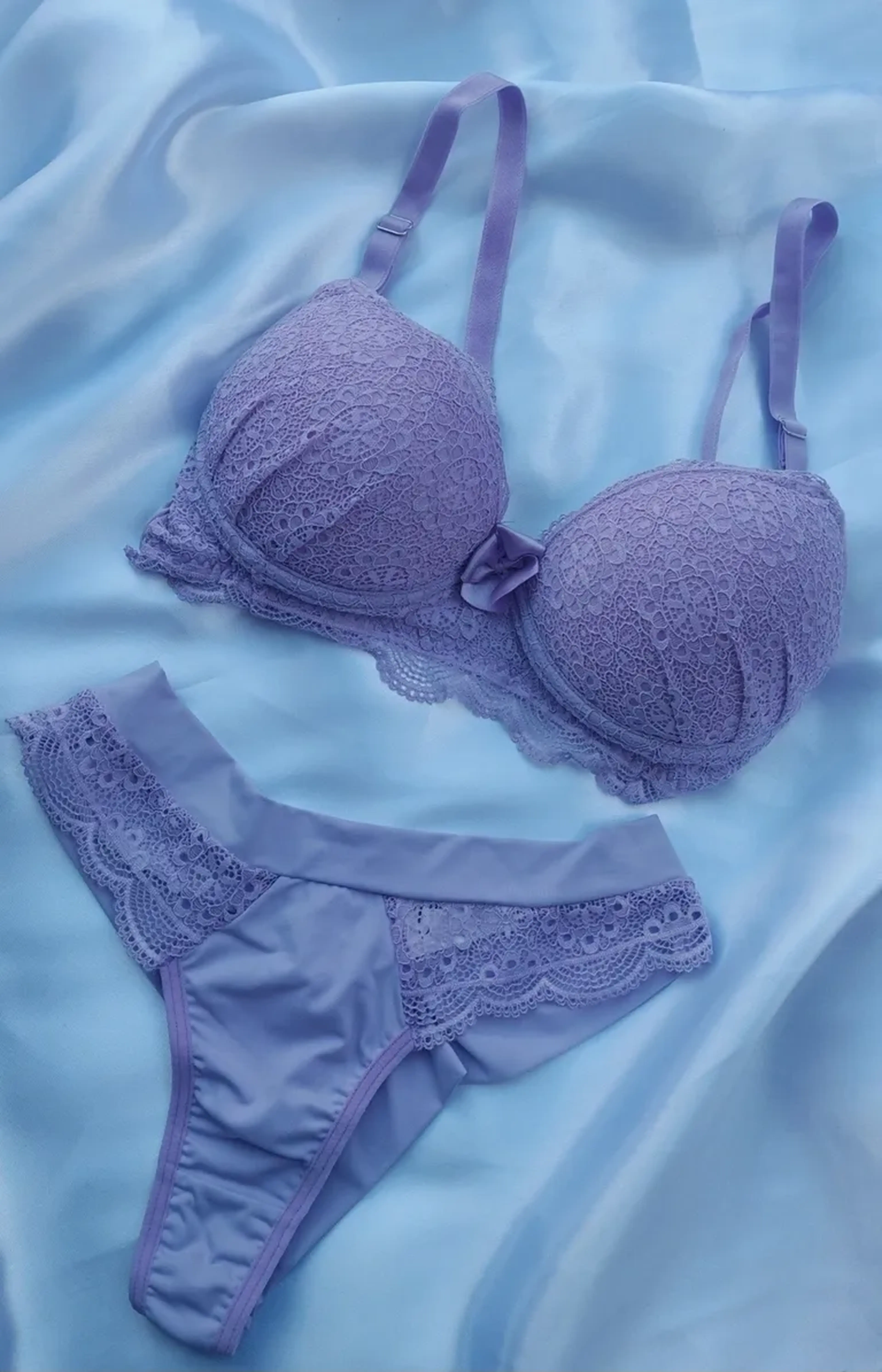 Conjunto lingerie renda lilas imagem