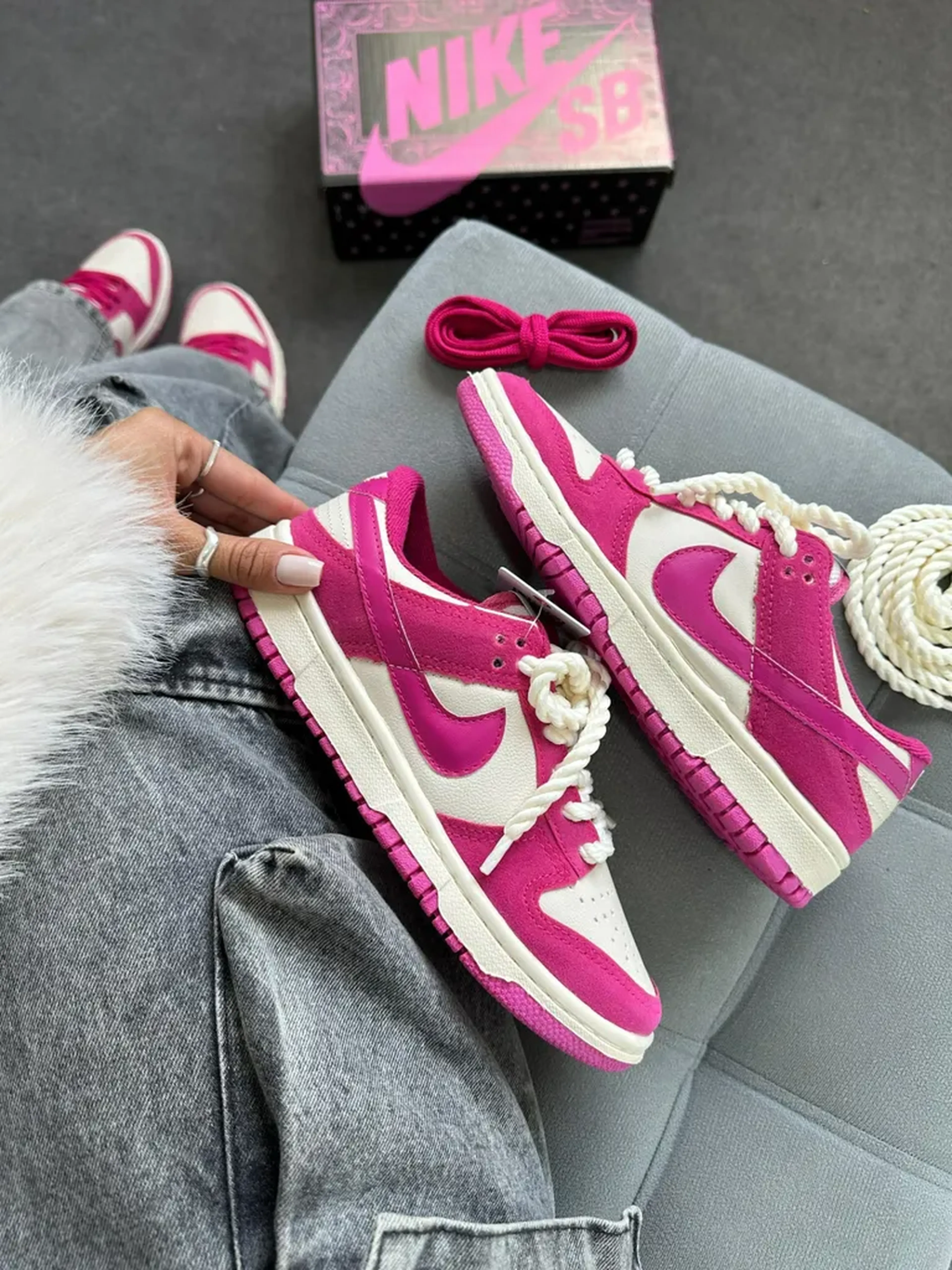 Nike Dunk Linha Luxo Rosa imagem