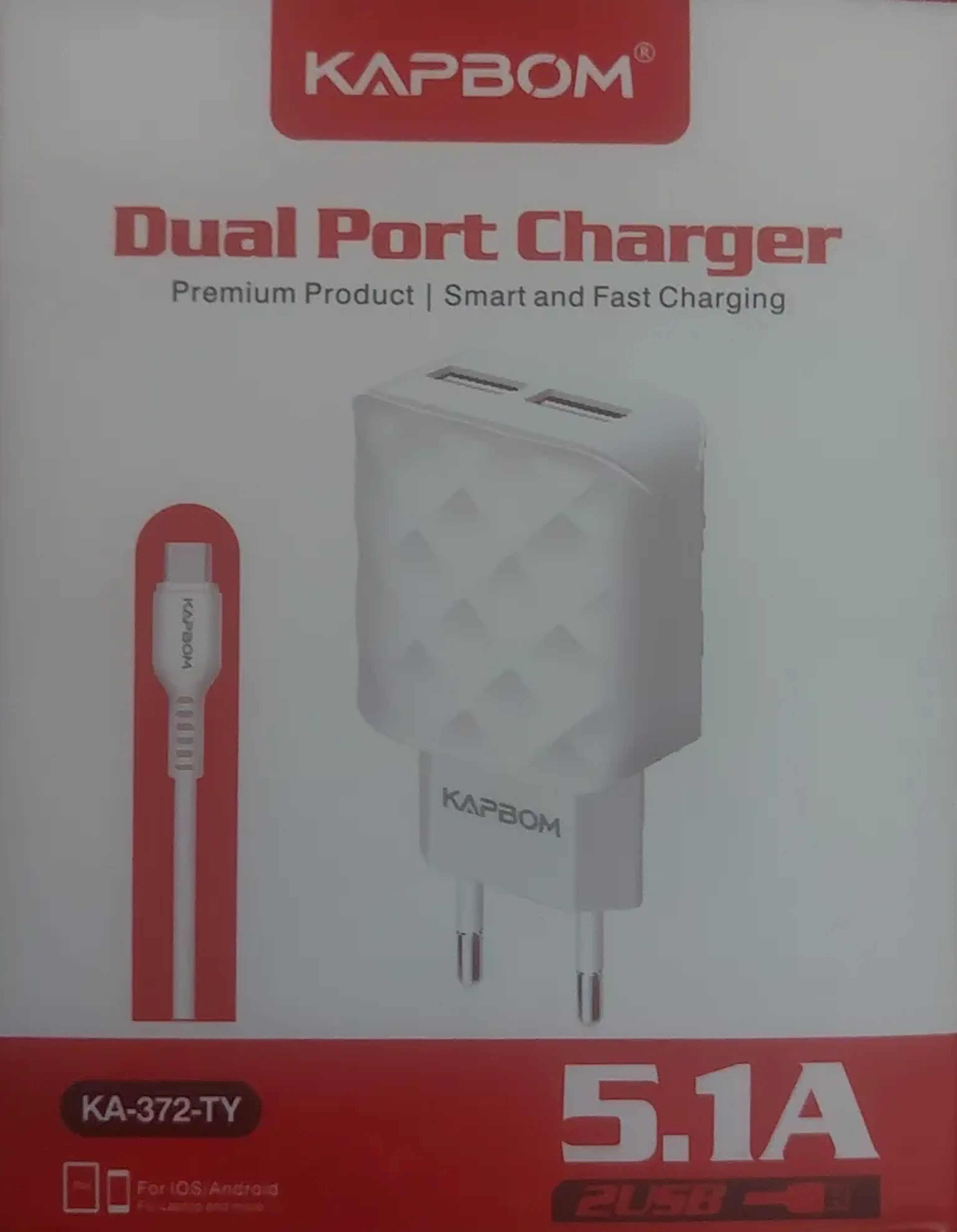 CARREGADOR 2 USB TYPE-C KAPBOM KA 372 TY imagem