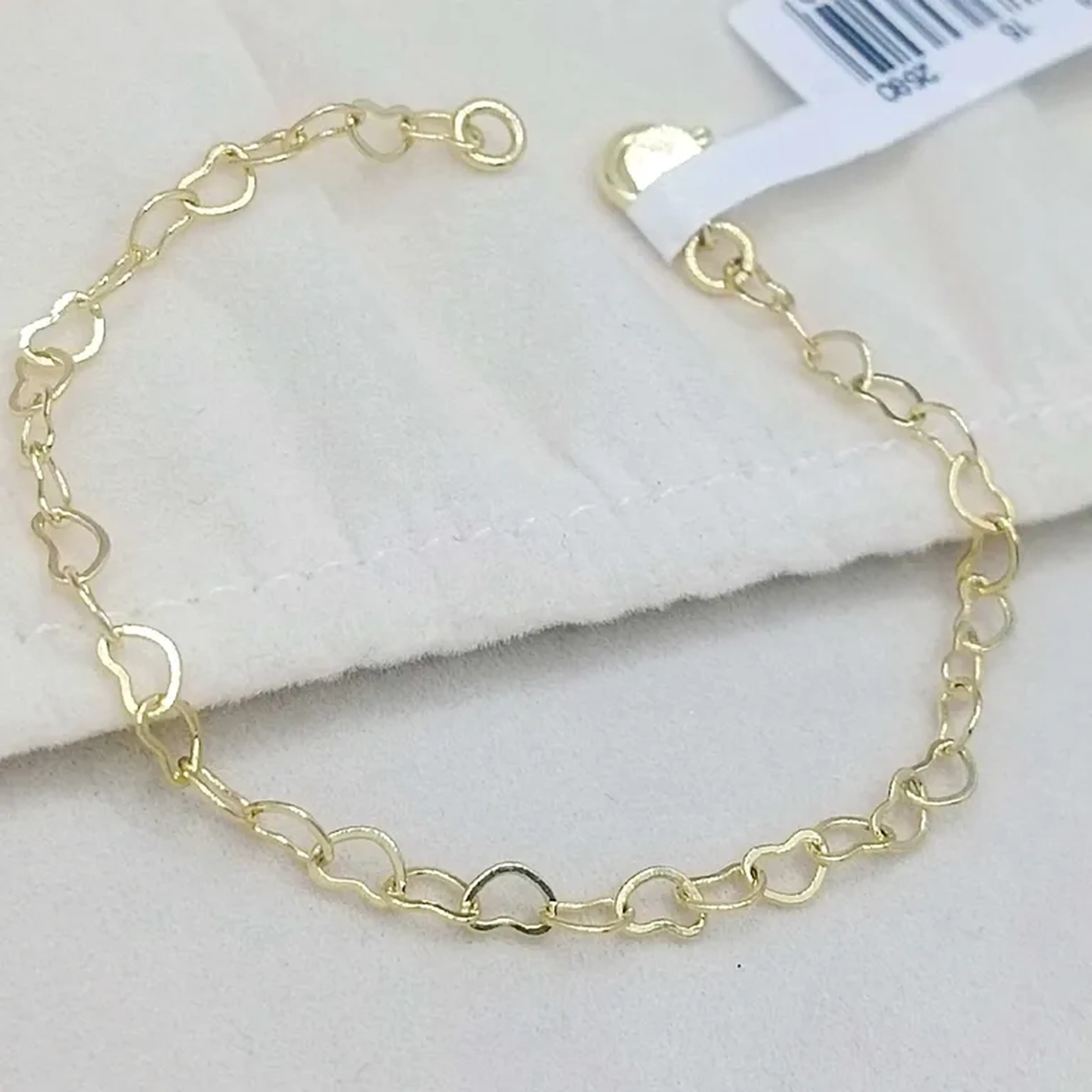Pulseira Folheada Elos de Corações 15cm imagem
