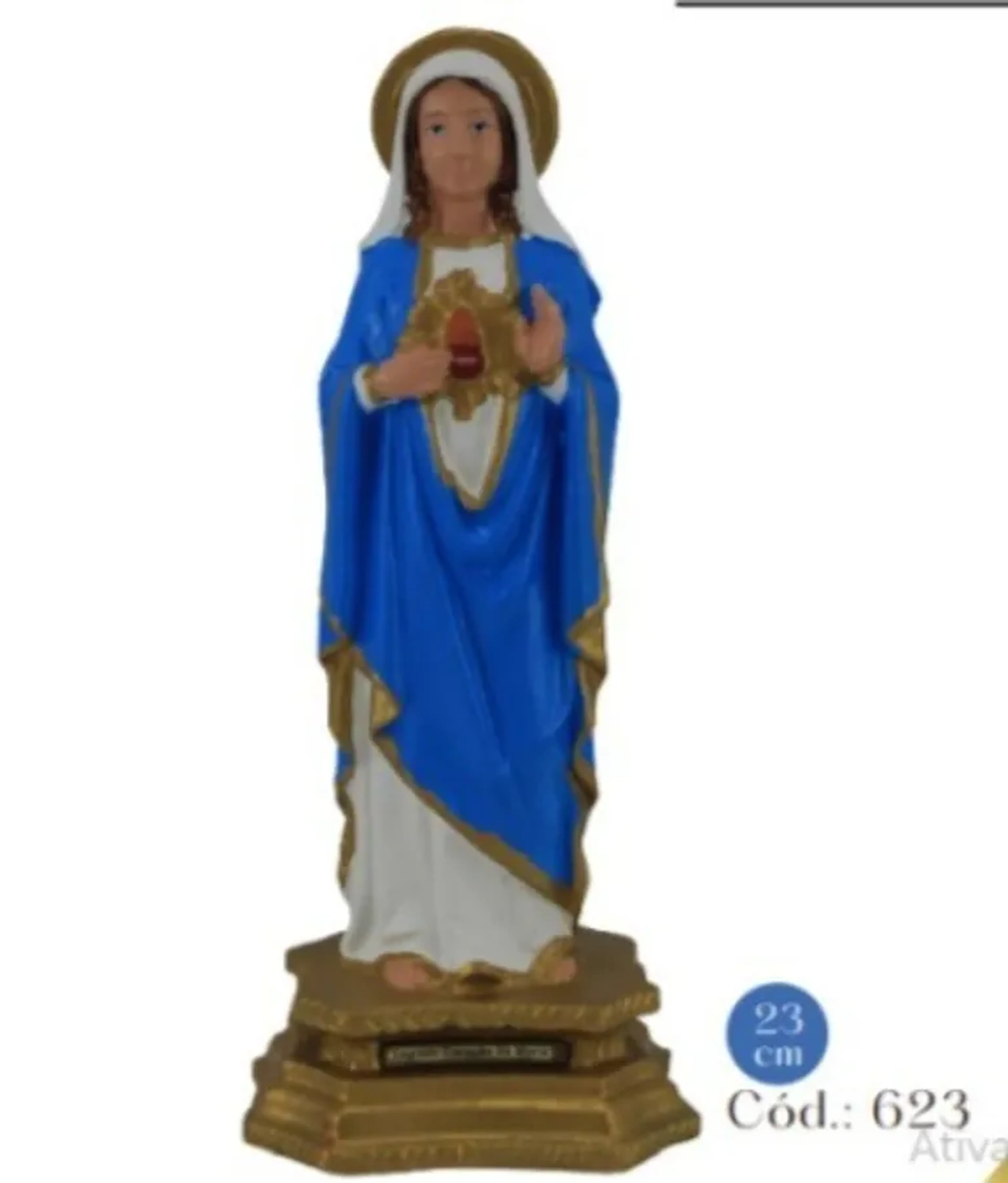 IMAGEM SAGRADO CORAÇAO DE MARIA 23 CM EM BORRACHA imagem
