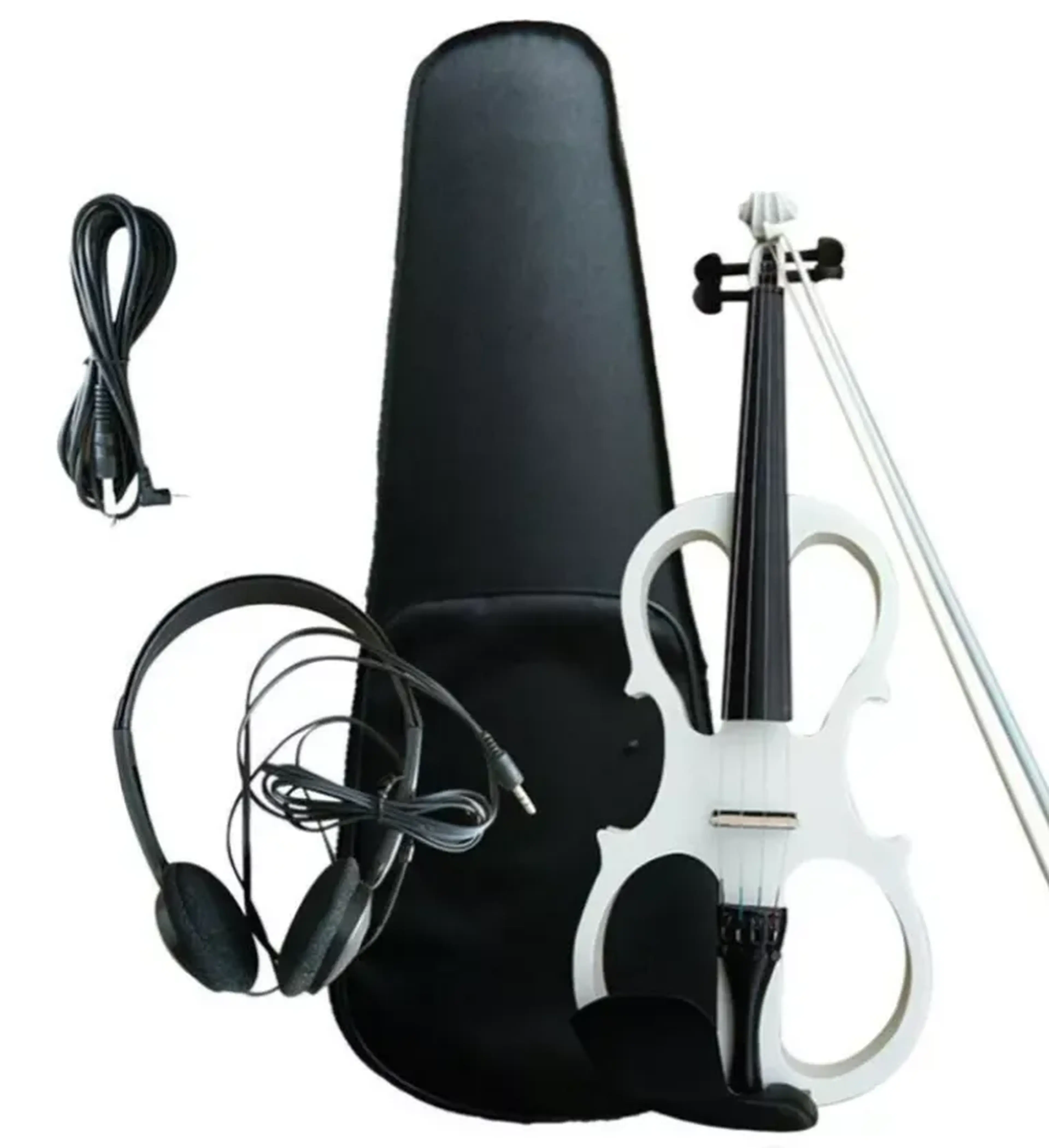 Violino Elétrico Madeira Maciça 4 4 Com Acessórios Branco imagem