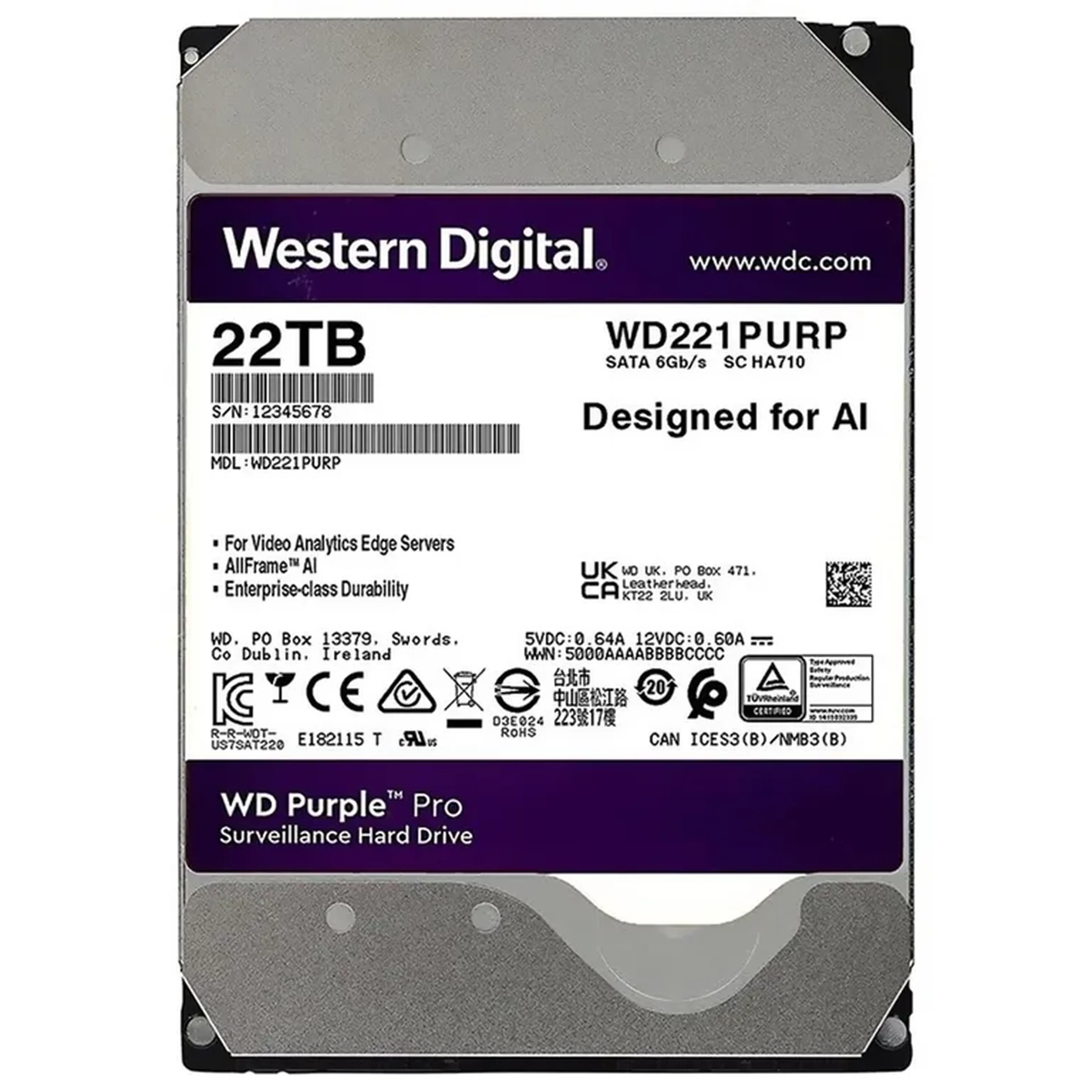 HD 22TB WD Purple Pro 3.5 SATA 3 7200RPM imagem