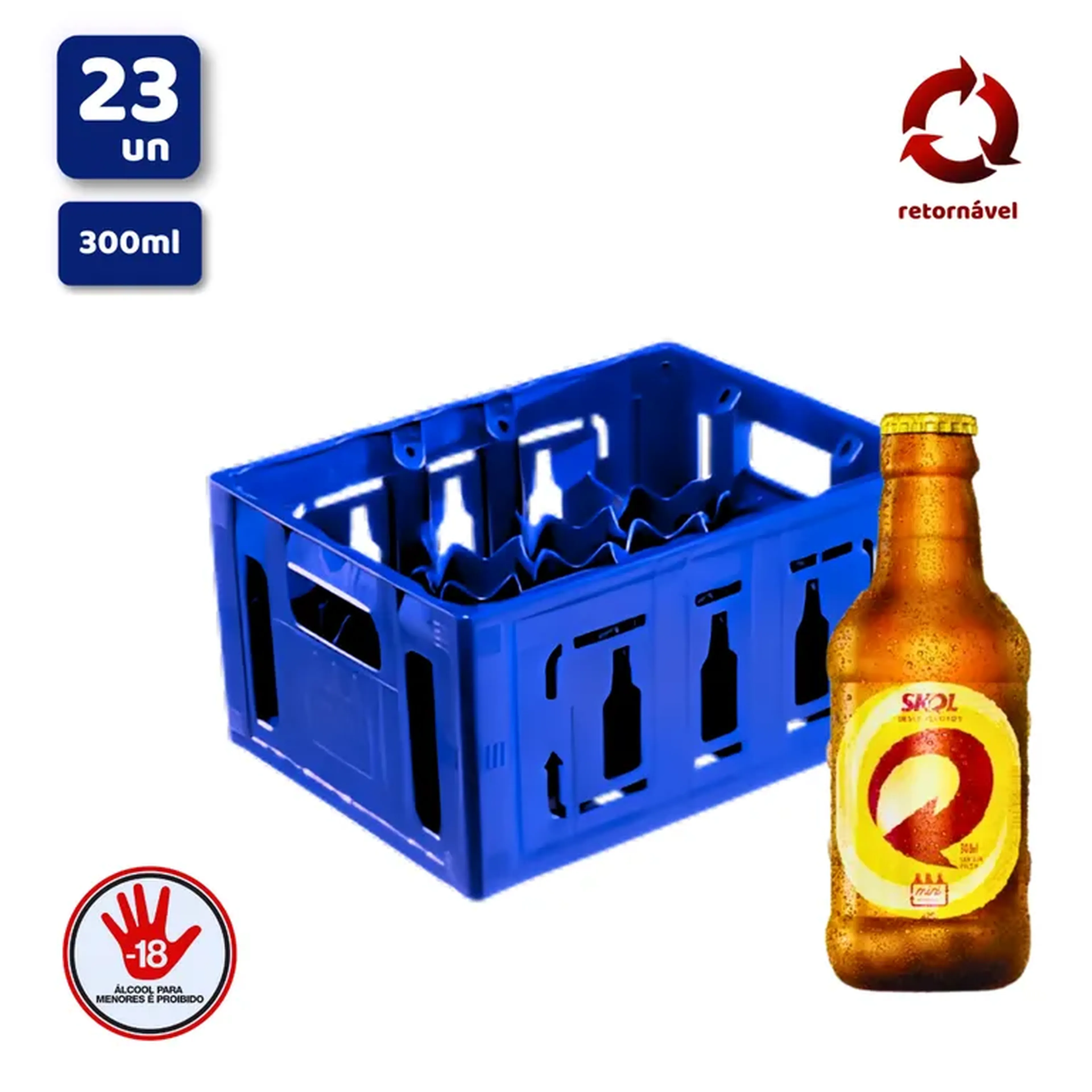 Cerveja Skol 300 ml cx 23 und quente ou gelada imagem