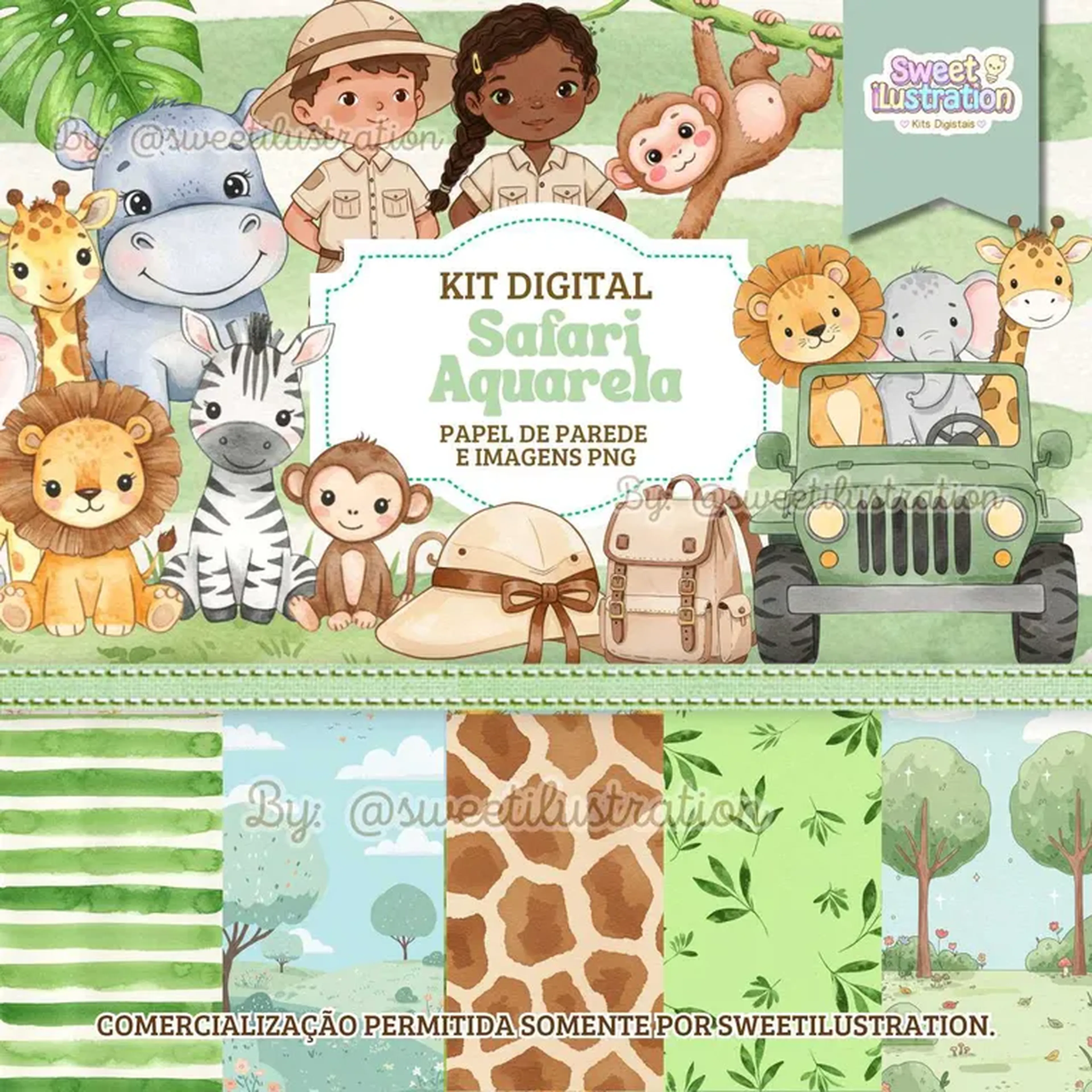 Kit Digital Safari Aquarela imagem