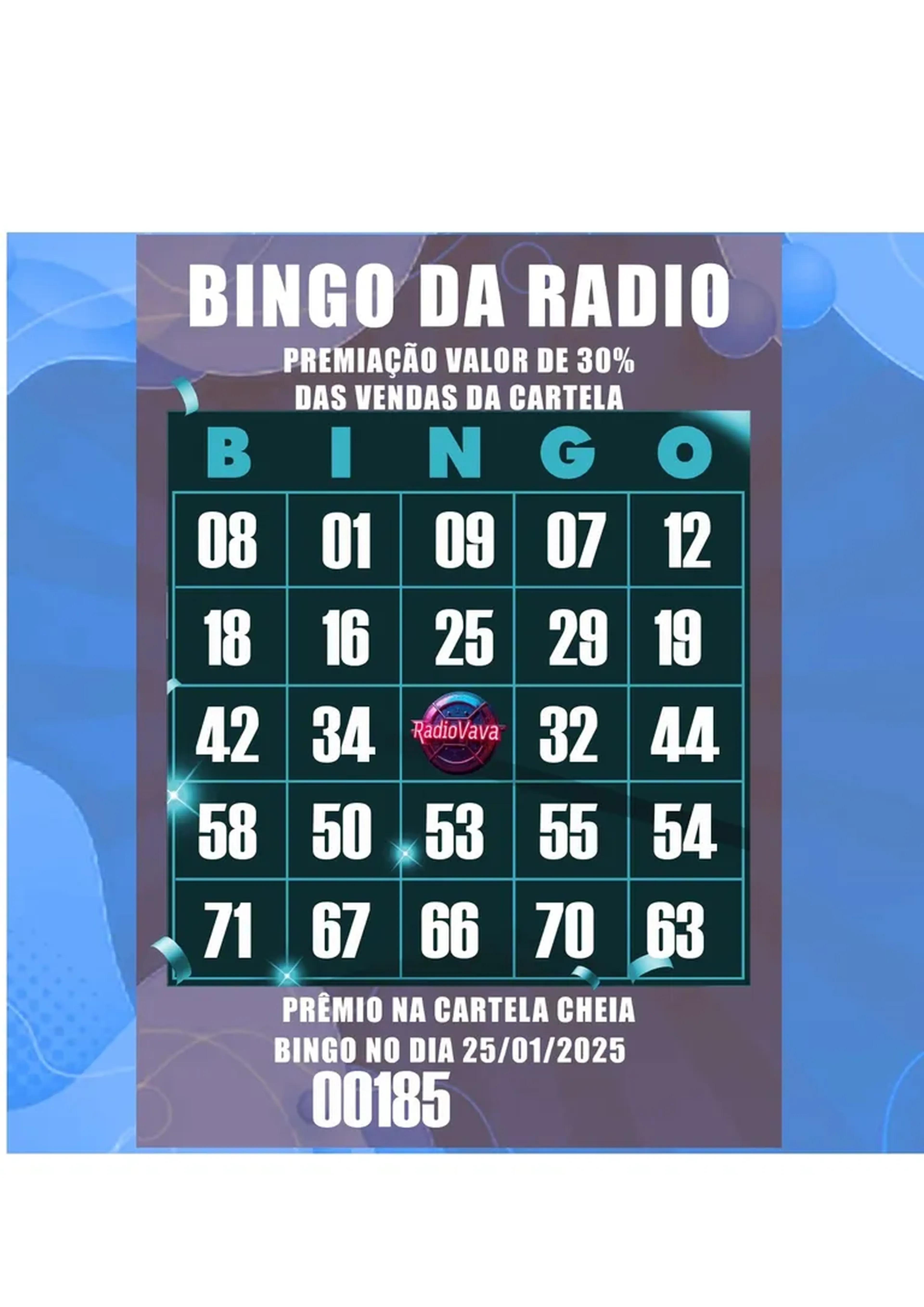 CARTELA BINGO Nº 185 imagem