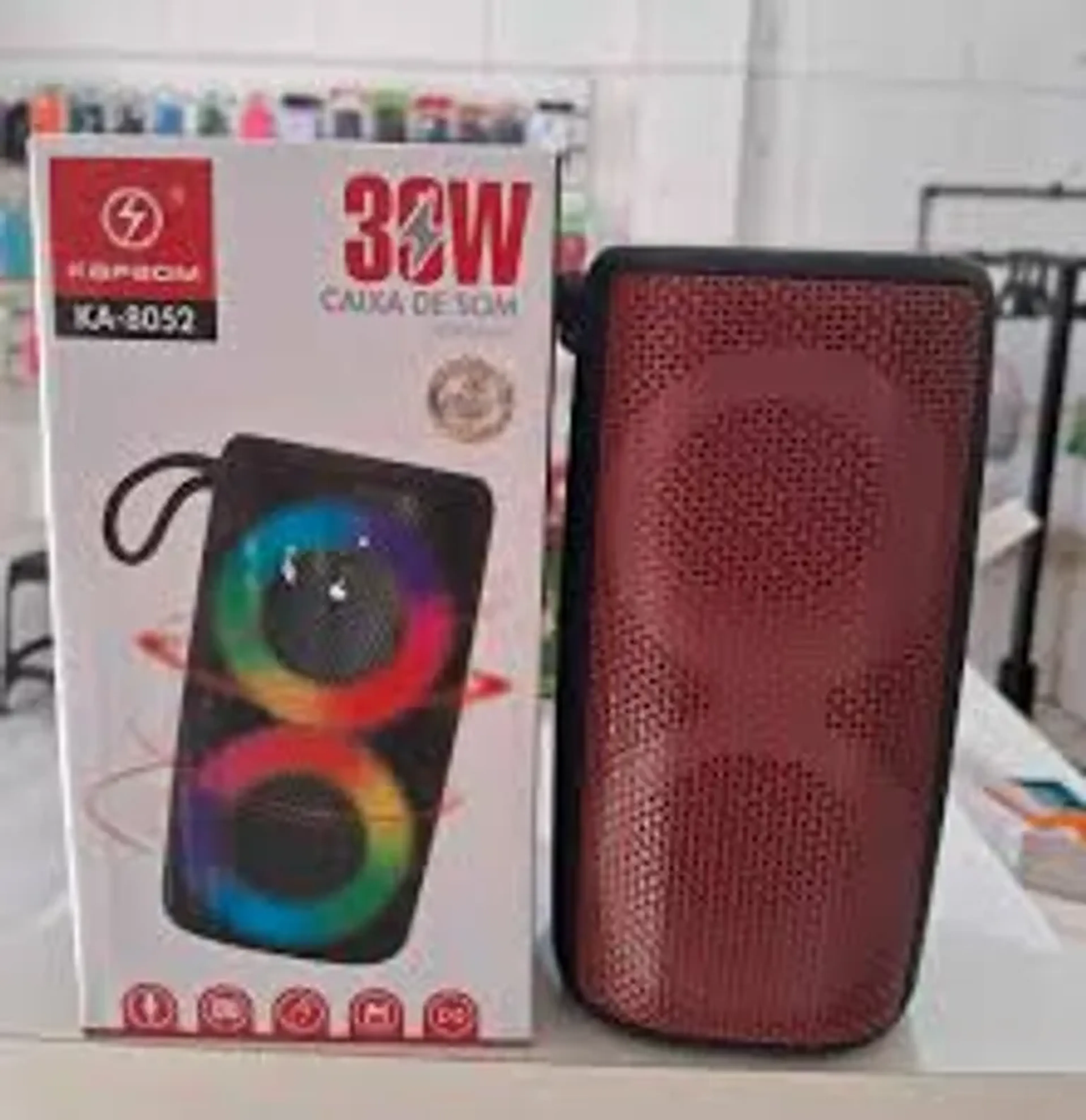 Caixa de Som KapBom KA-8052 Bluetooth com LED Colorido 30W imagem