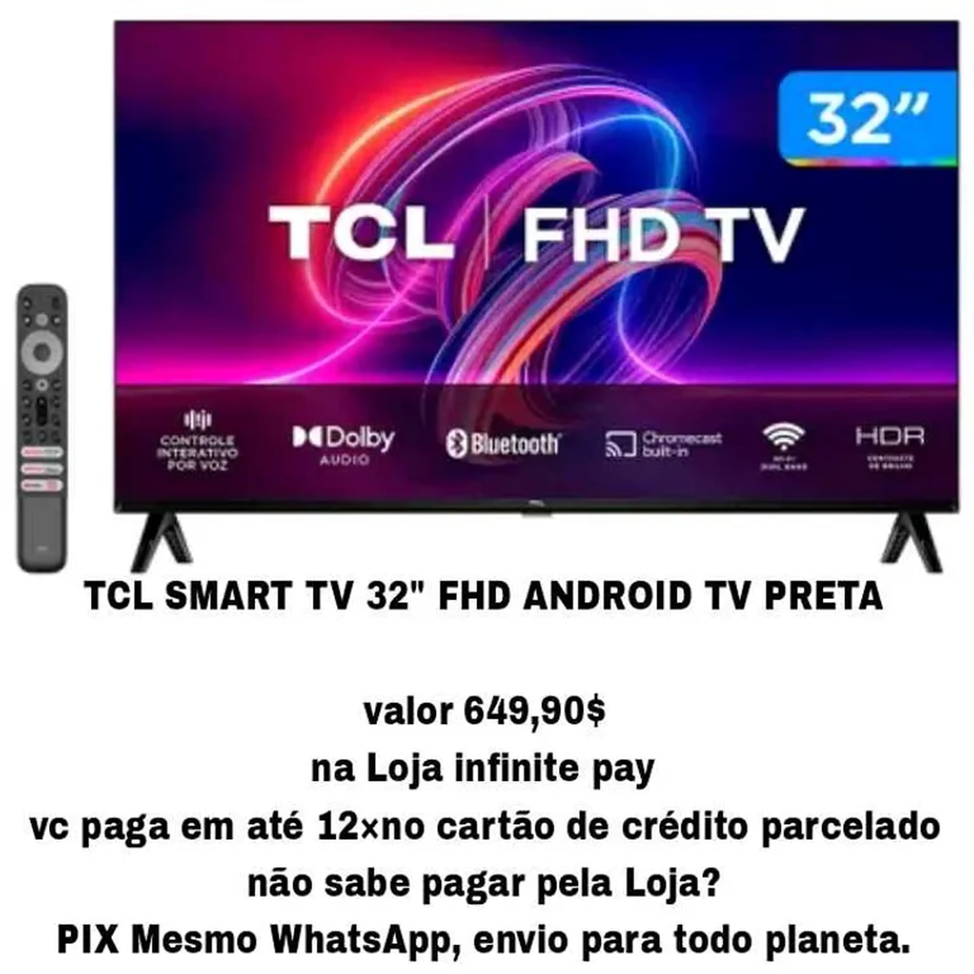 TCL SMART TV 32 FHD ANDROID TV PRETA imagem