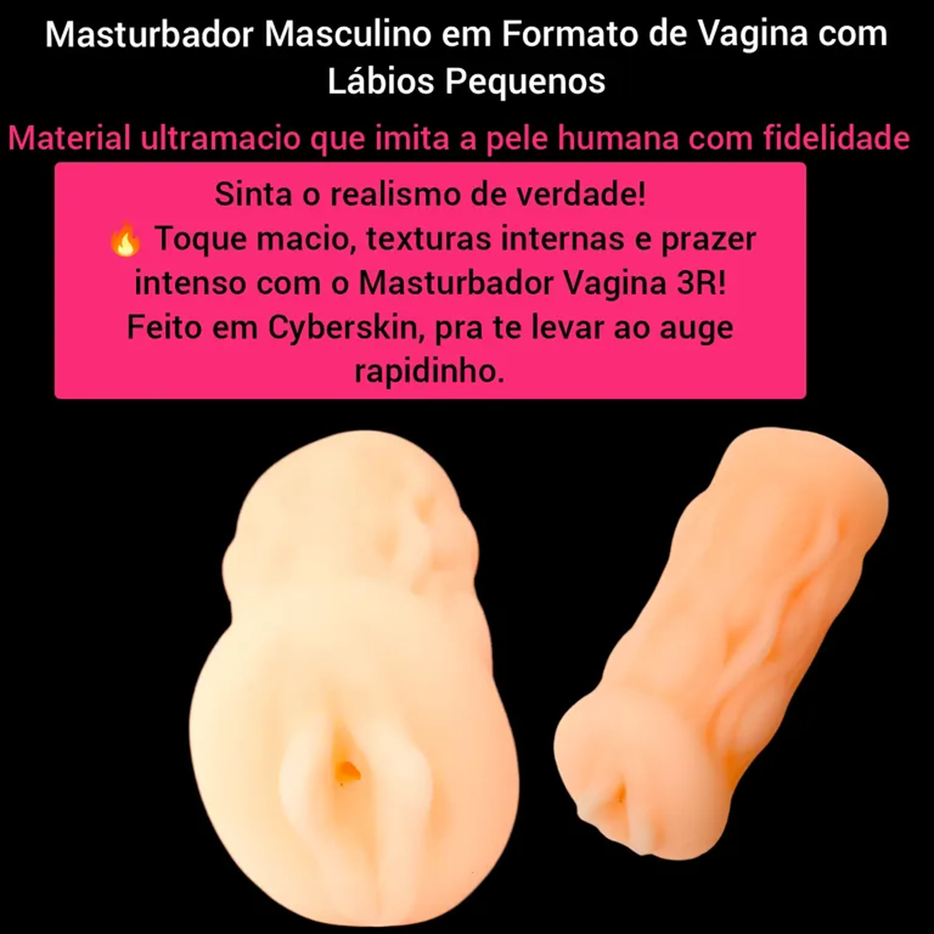 Masturbador Masculino em Formato de Vagina com Lábios Pequenos imagem