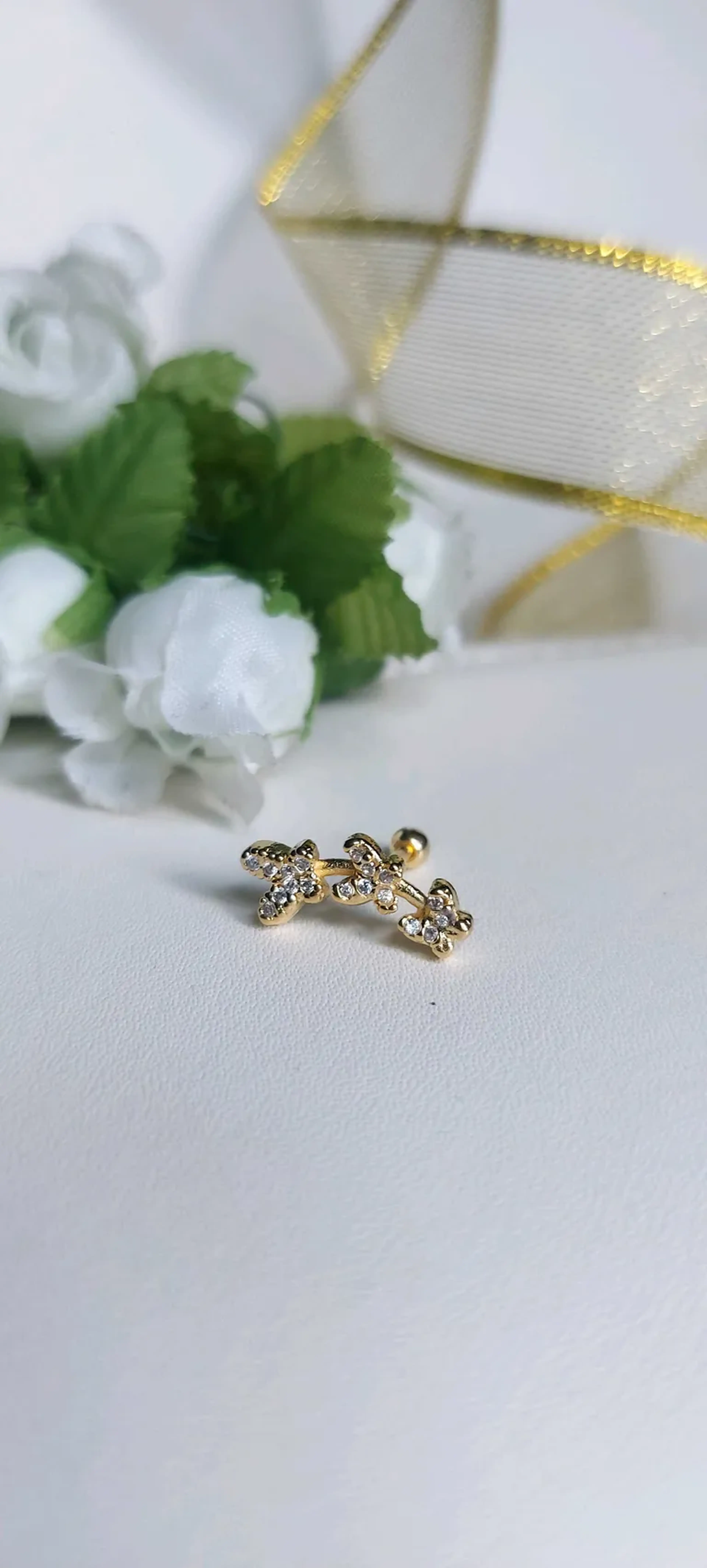 piercing trio borboleta lado esquerdo 15mm imagem