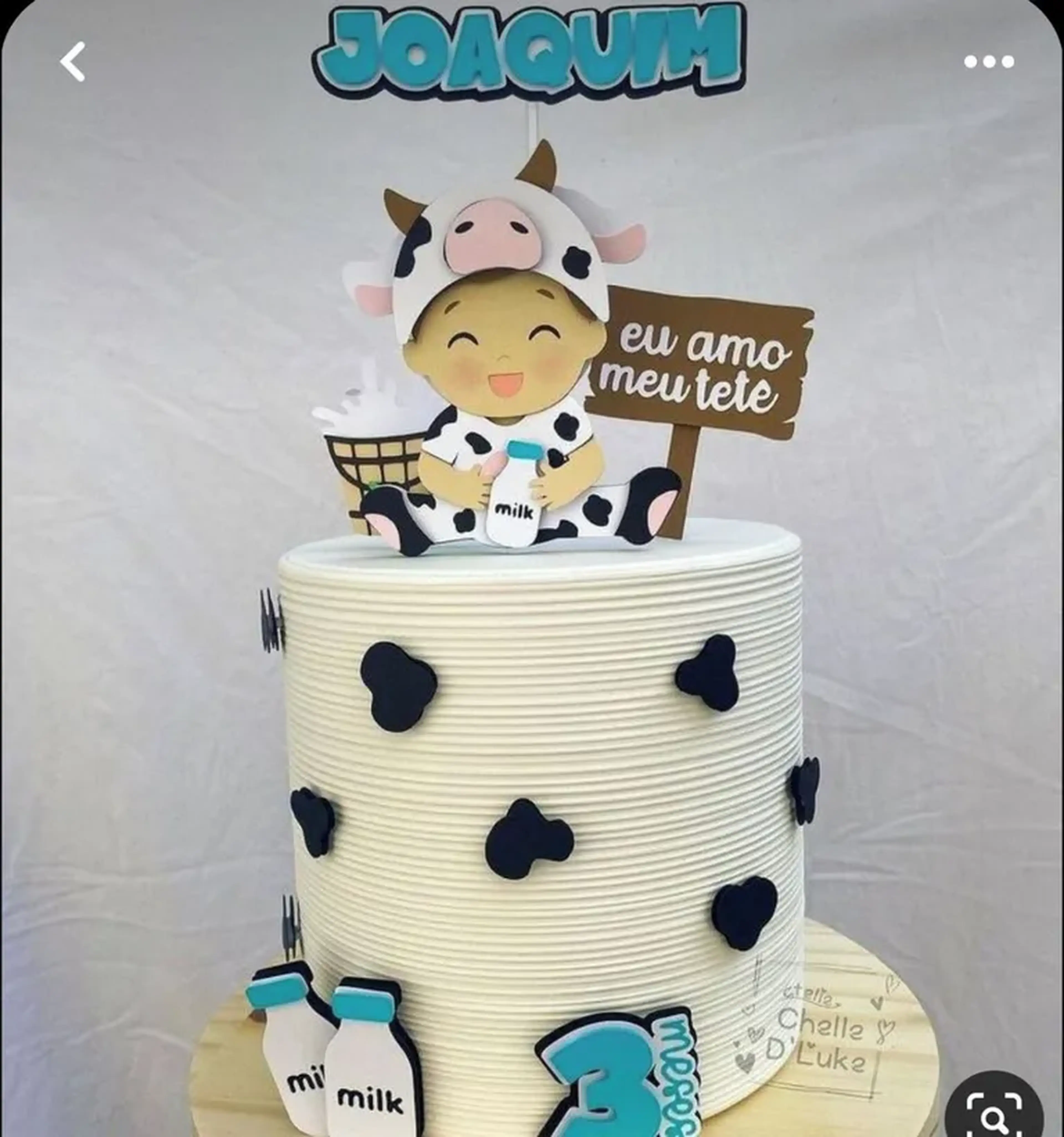 Arquivo de Corte Arquivo Topo de Bolo Vaquinha Tetê imagem