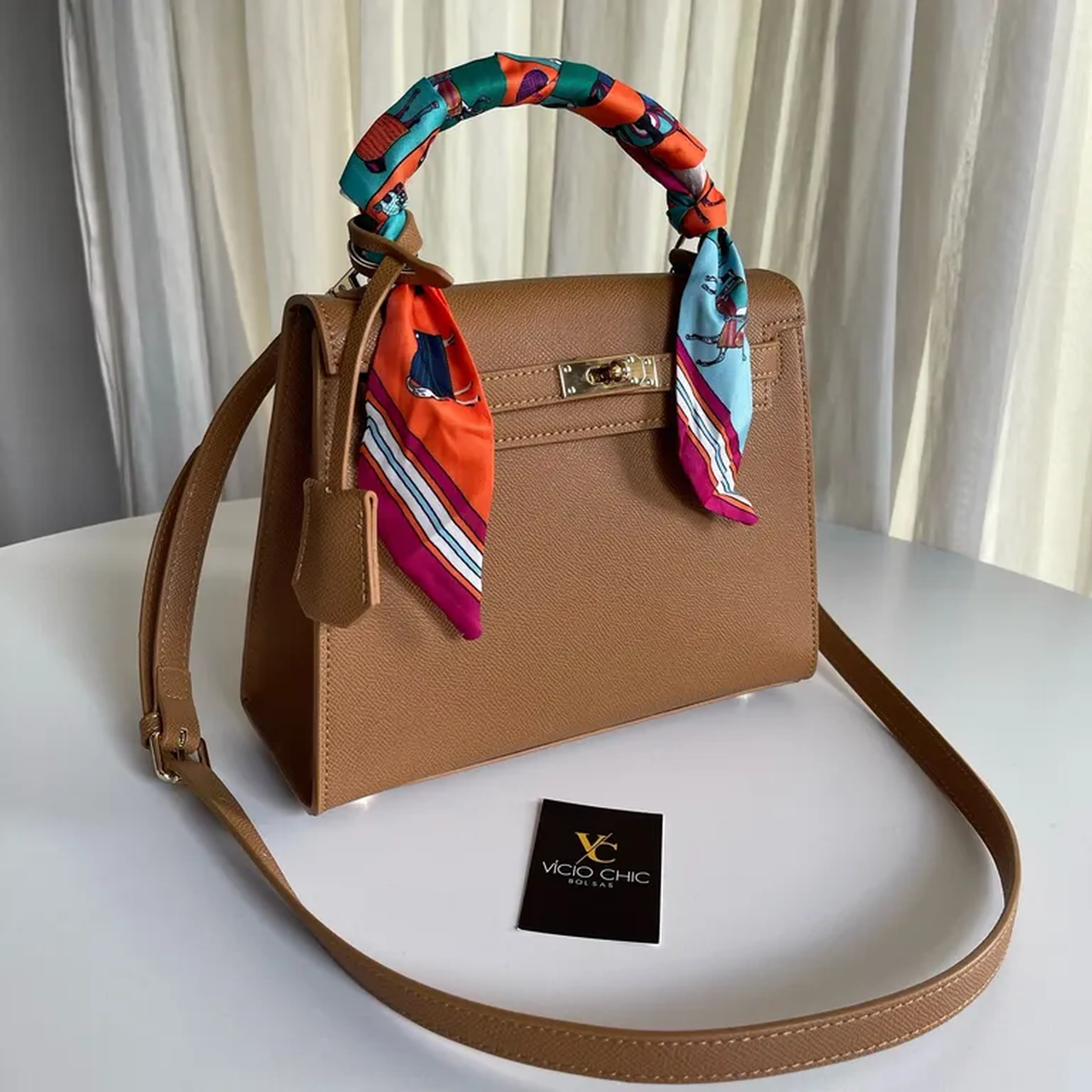 Bolsa Inspiração Hermes Kelly caramelo imagem