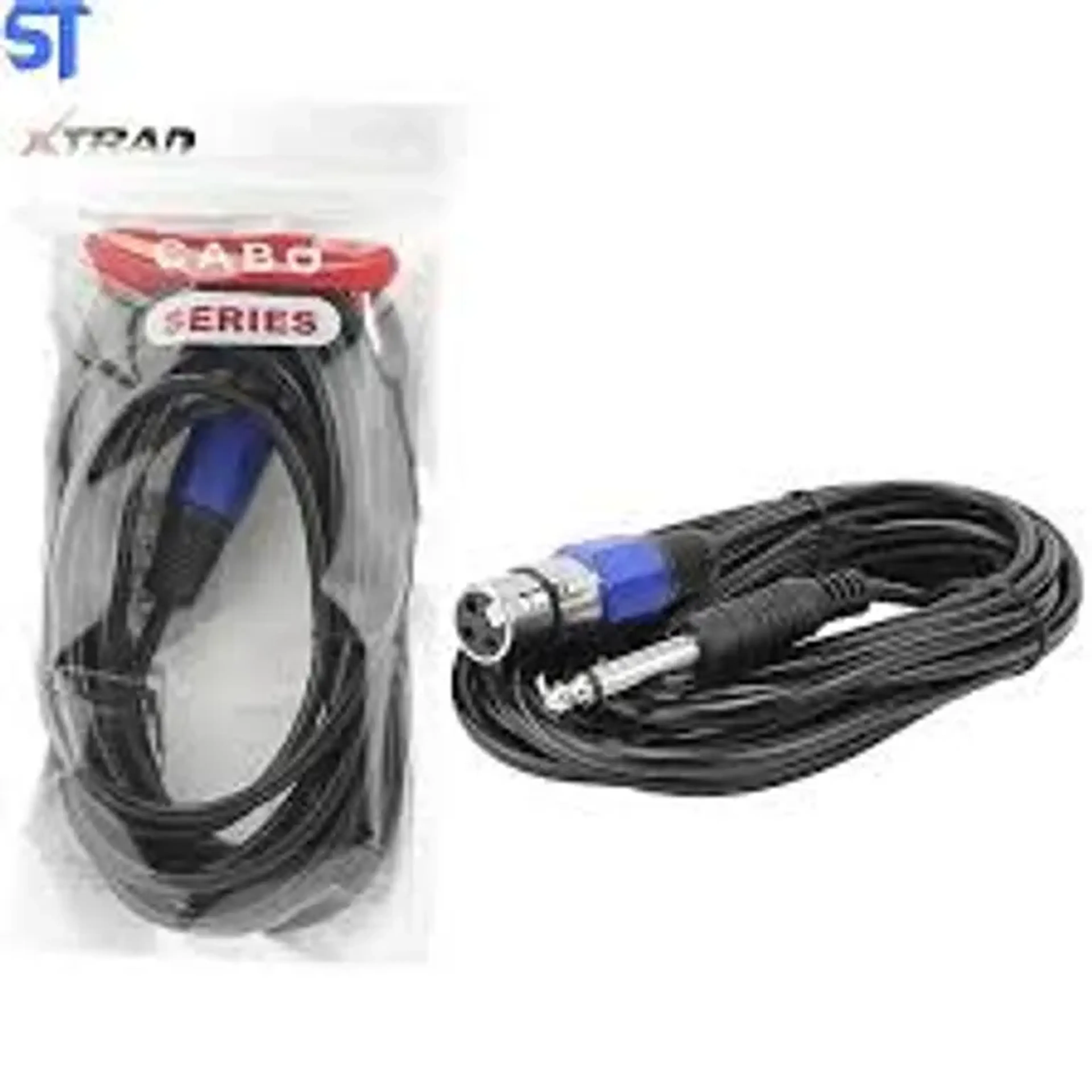 cabo para microfone p10 mono xlr fêmea 4,61m xtrad xt-5326 imagem