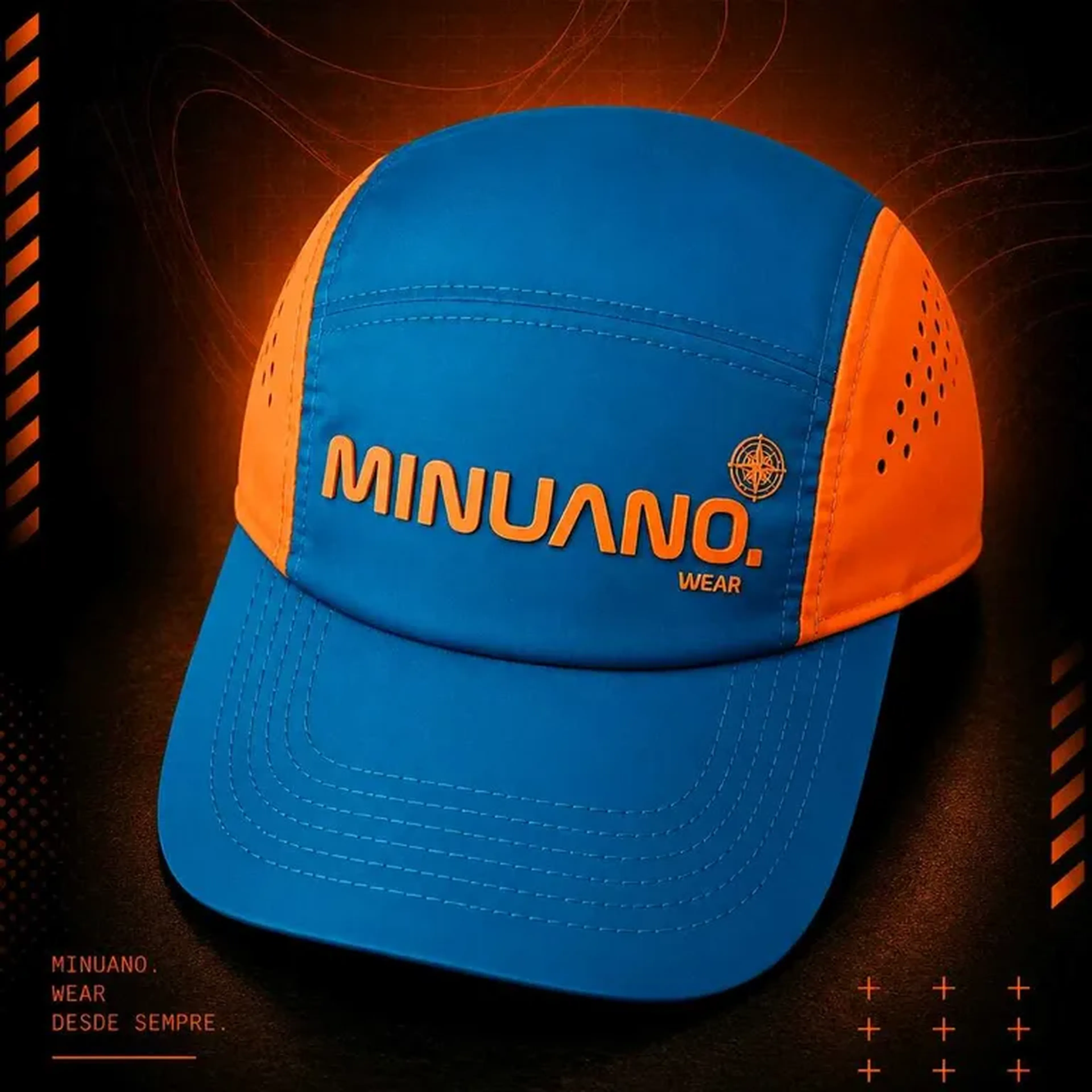 Boné Running Azul Laranja Minuano Wear imagem