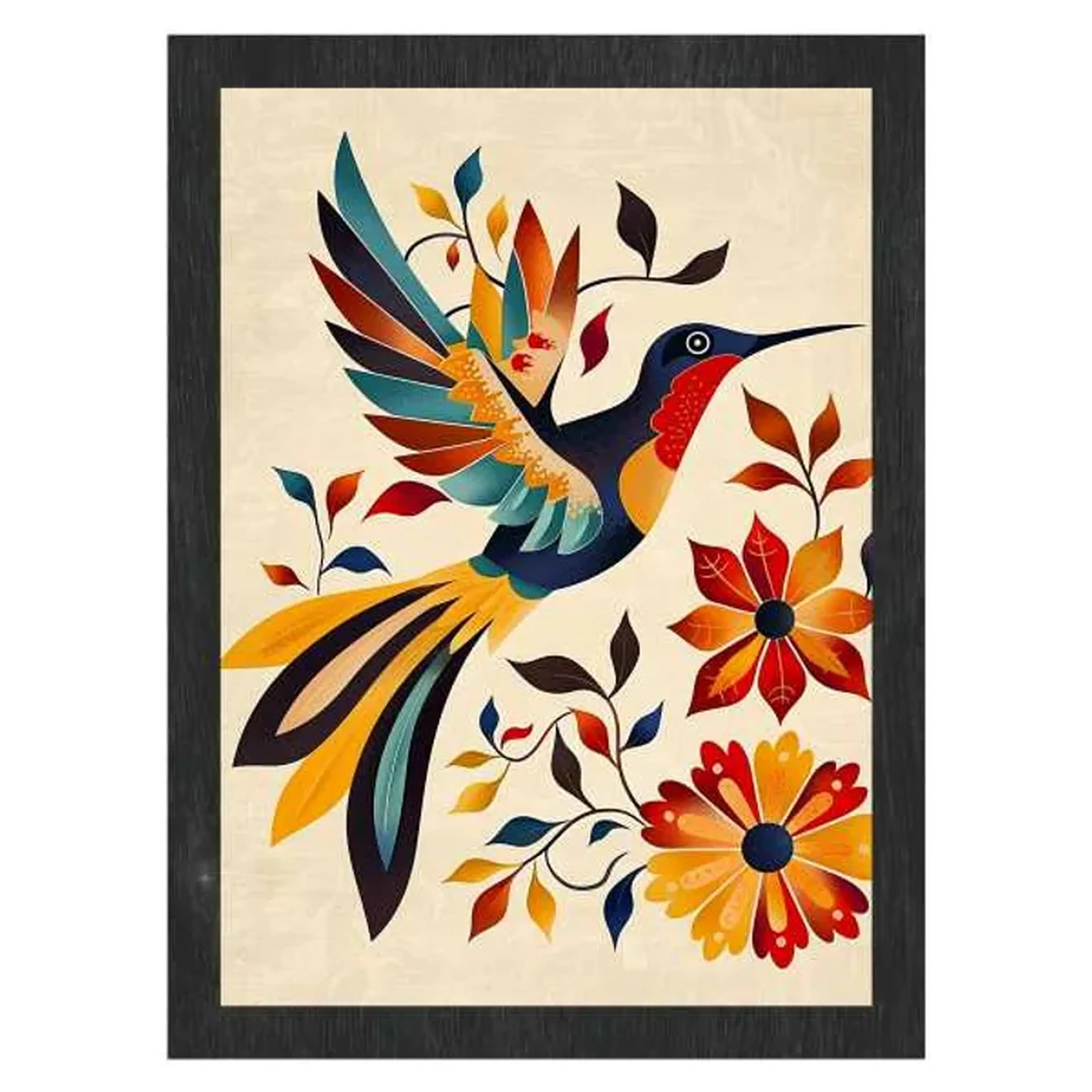 Quadro Decorativo Abstrato Beija-Flor - 50x70cm imagem