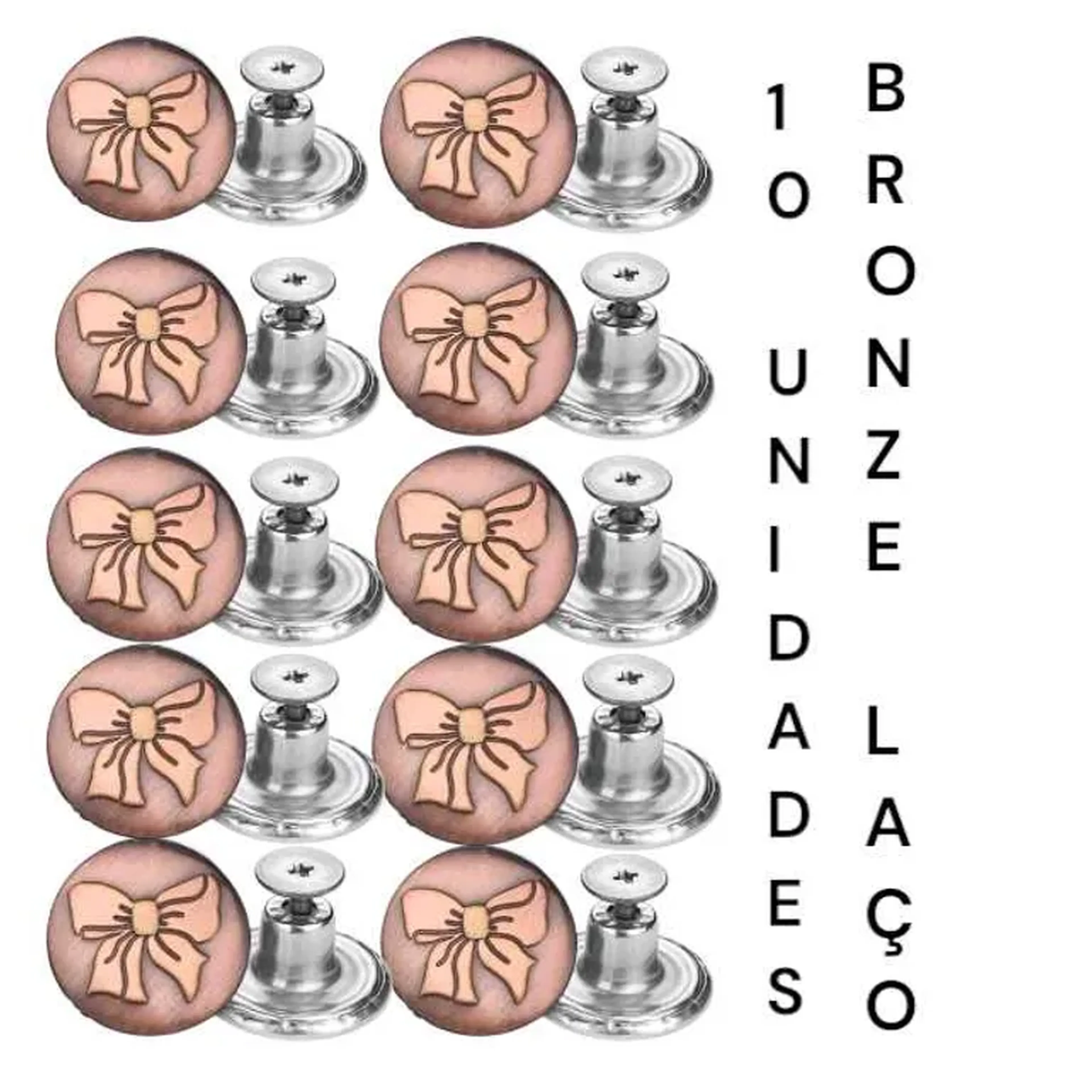 Conjunto com 10 Botões Parafusáveis – 17mm (sem chave) imagem