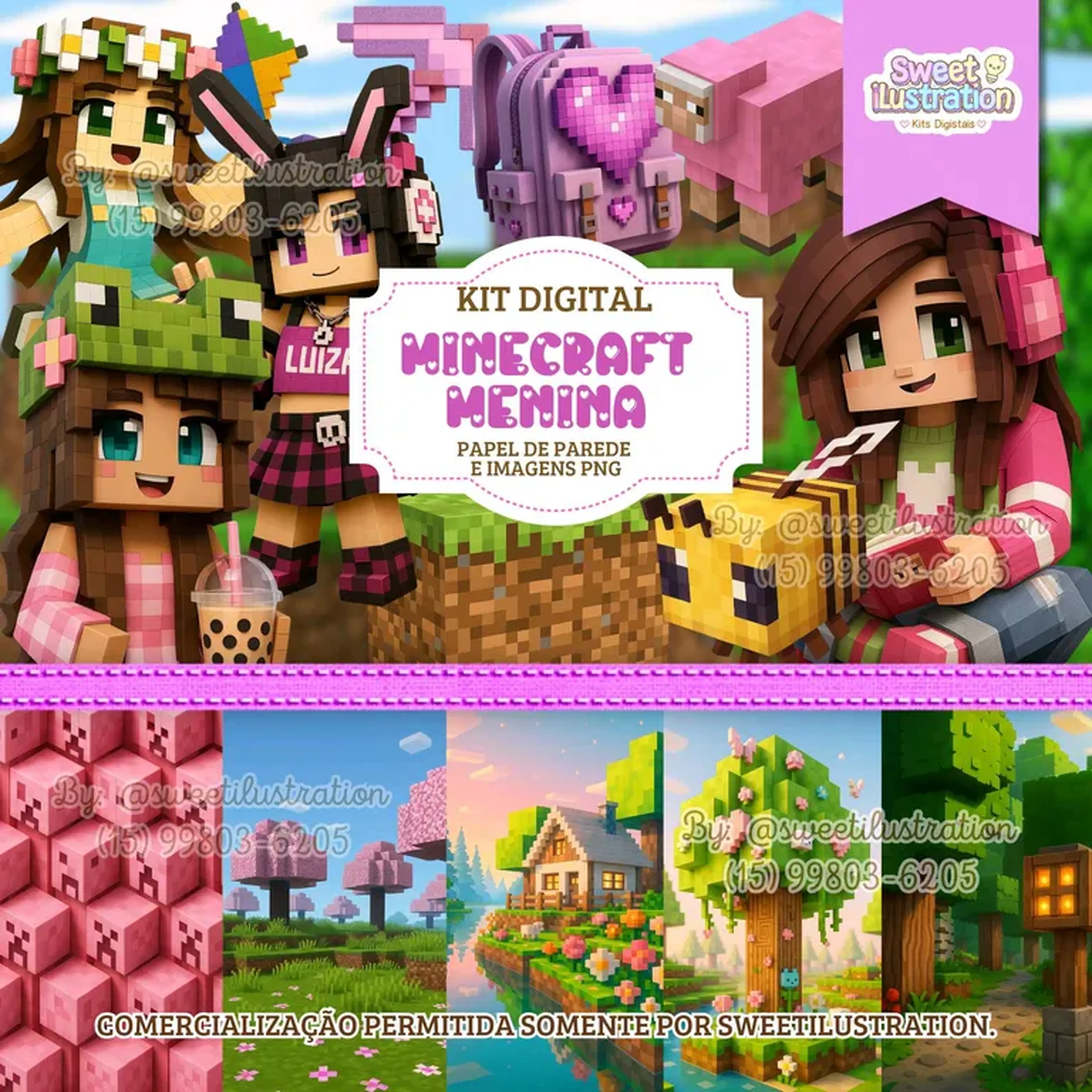 Kit Digital Minecraft Menina imagem