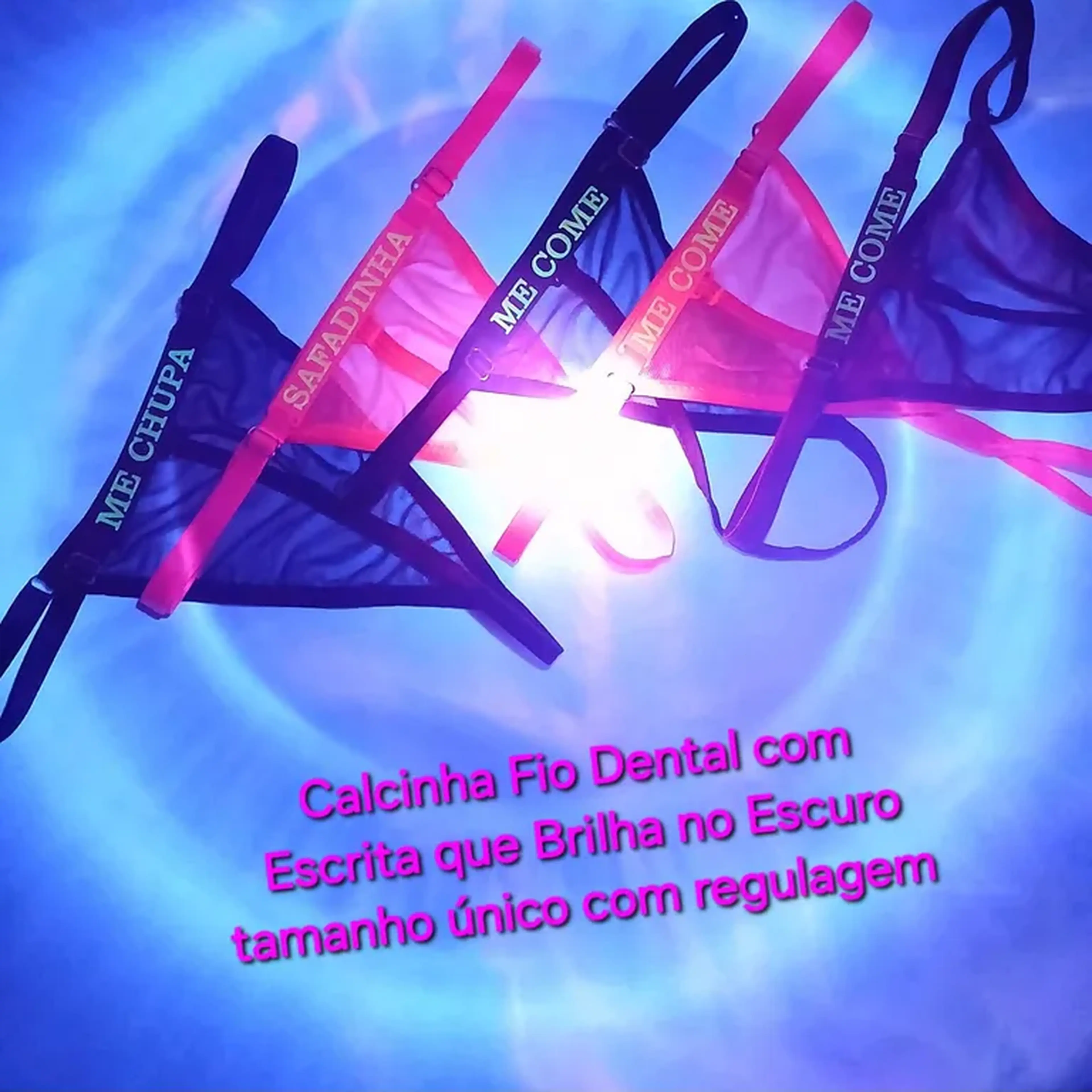 Calcinha Fio Com Escrita que brilha no escuro imagem