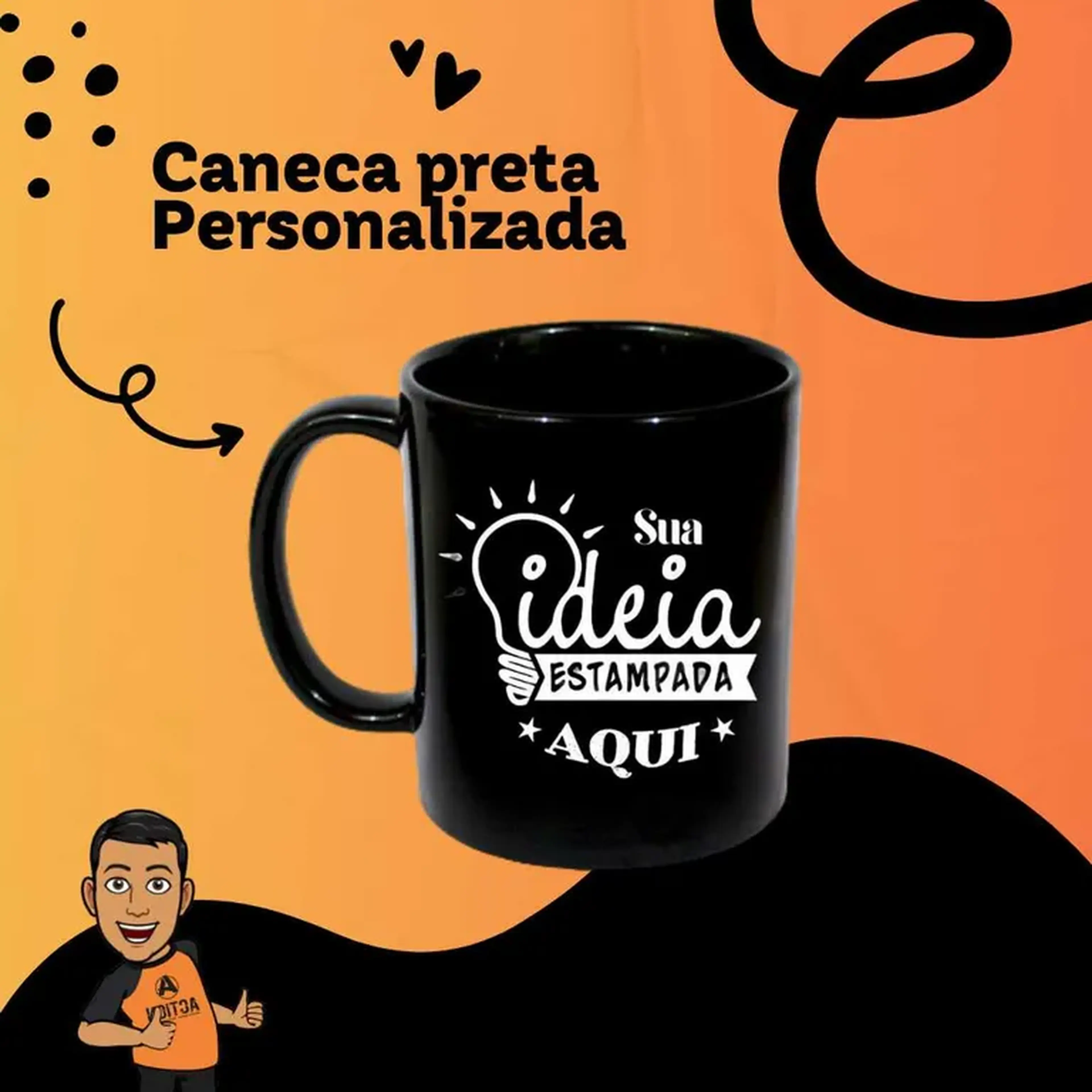 Caneca Preta Personalizada imagem