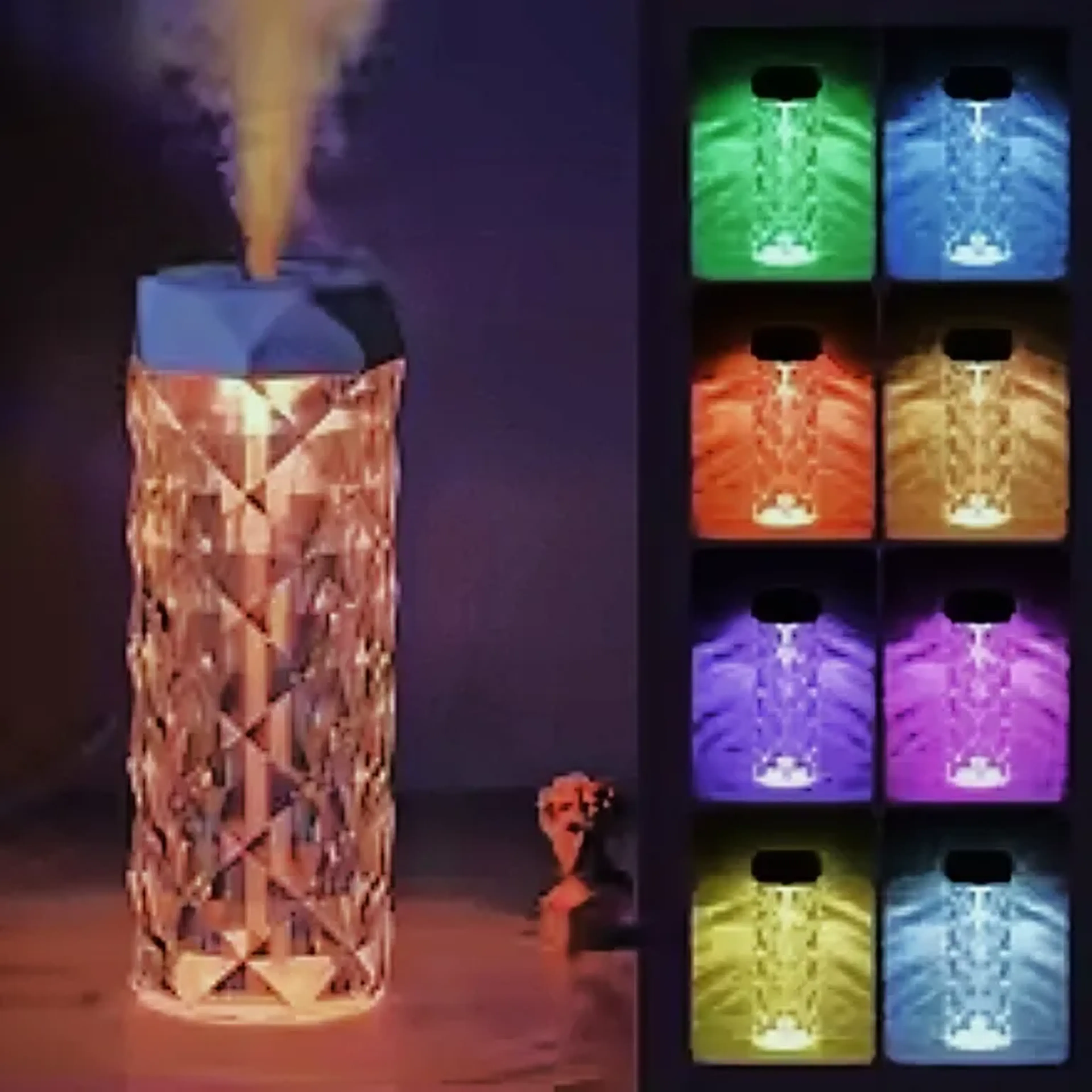 Umidificador de Ar USB Cristal Colorido. imagem