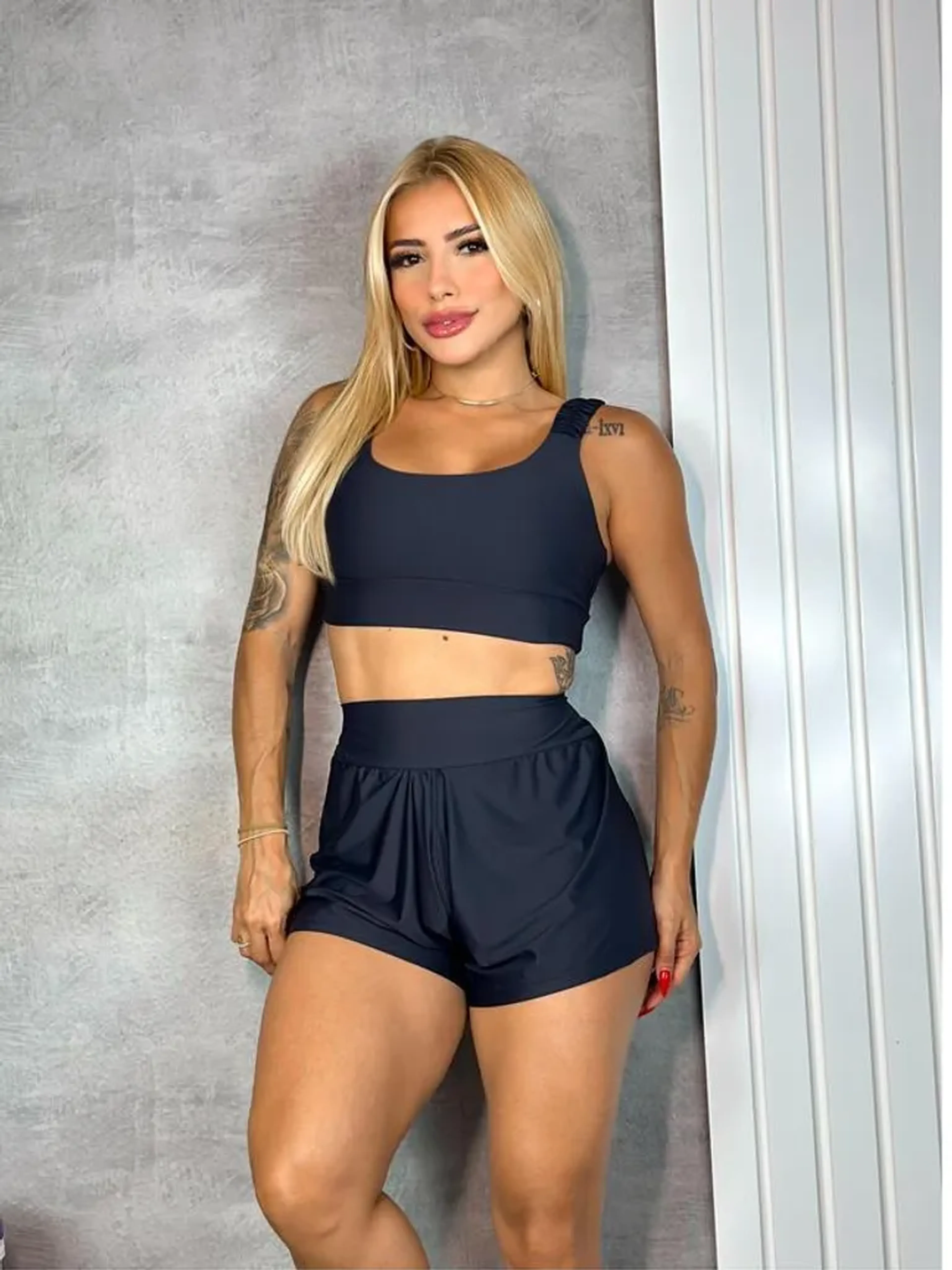 Conjunto Short Duplo - Preto imagem