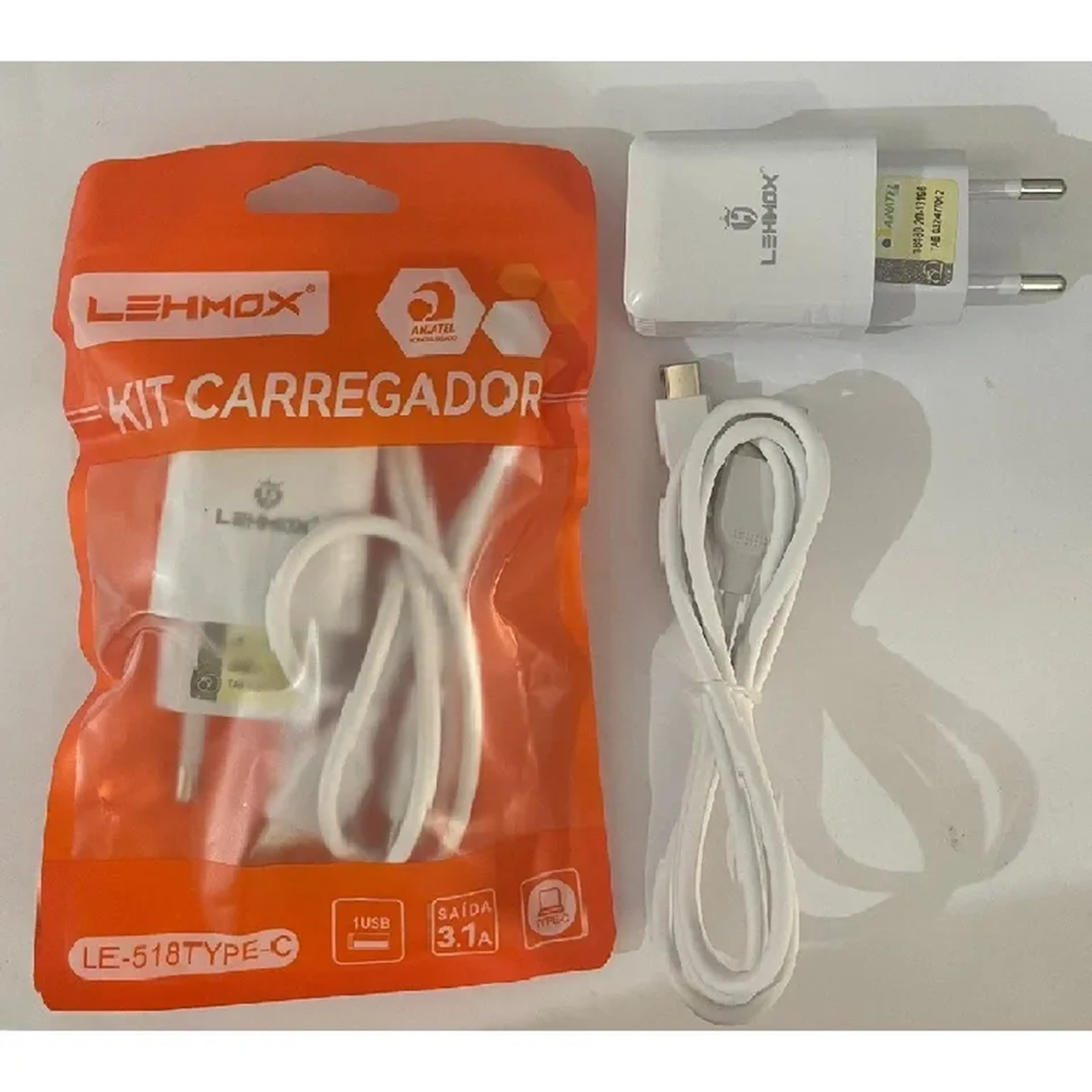 KIT CARREGADOR LEHMOX LE 518 TYPE-C imagem